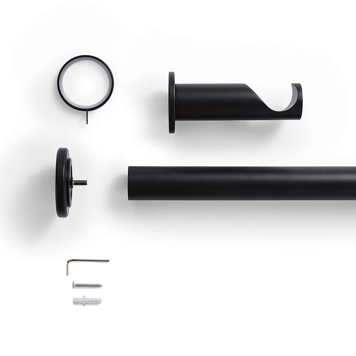 Stepped Stud Fixed Metal Curtain Pole with Rings