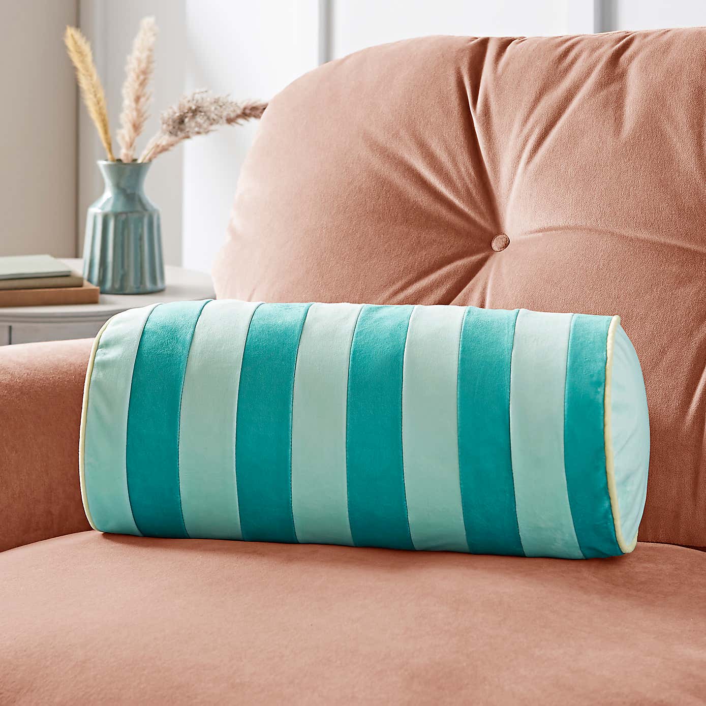 Striped Velvet Bolster Cushion