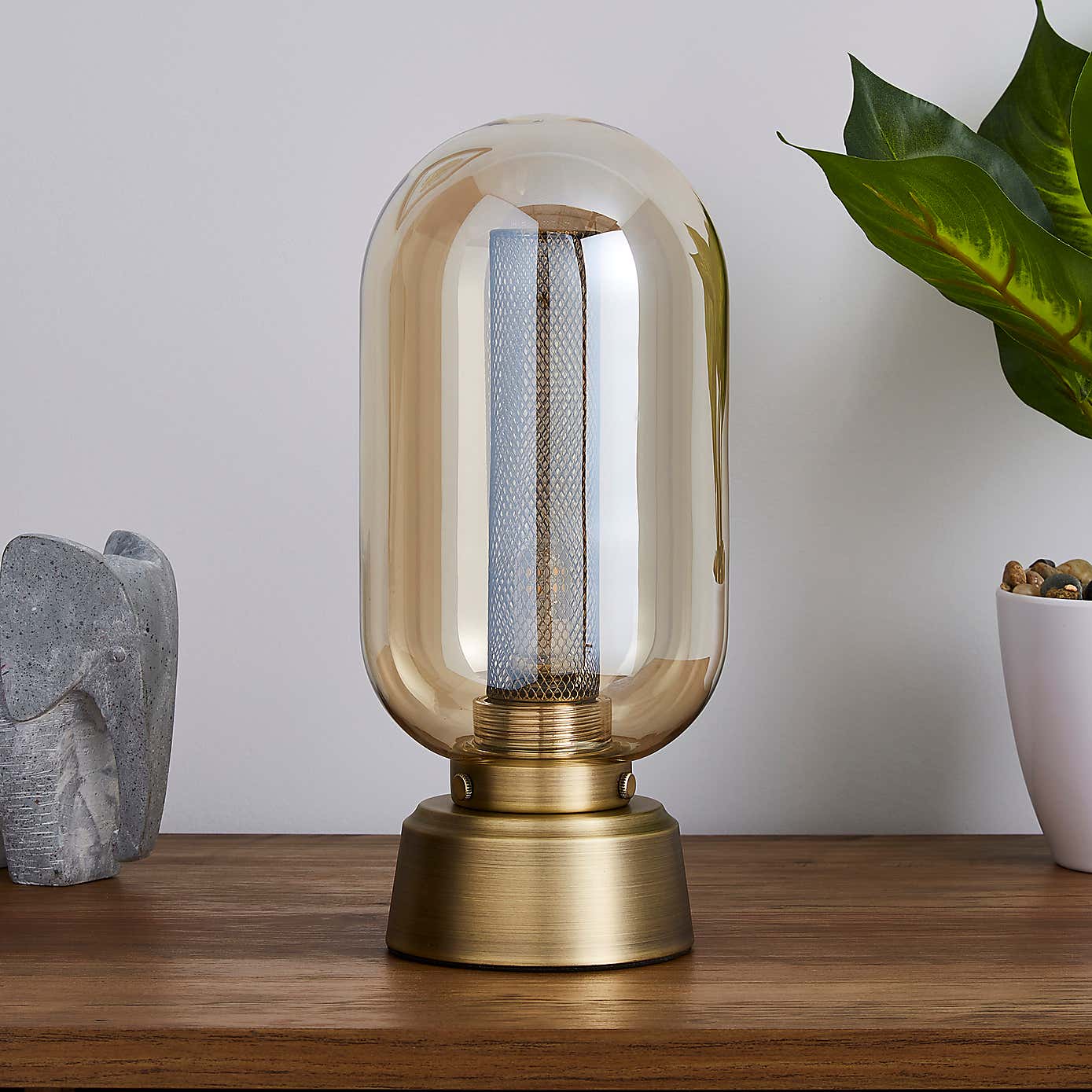 Safi Mesh Detail Table Lamp Antique Brass