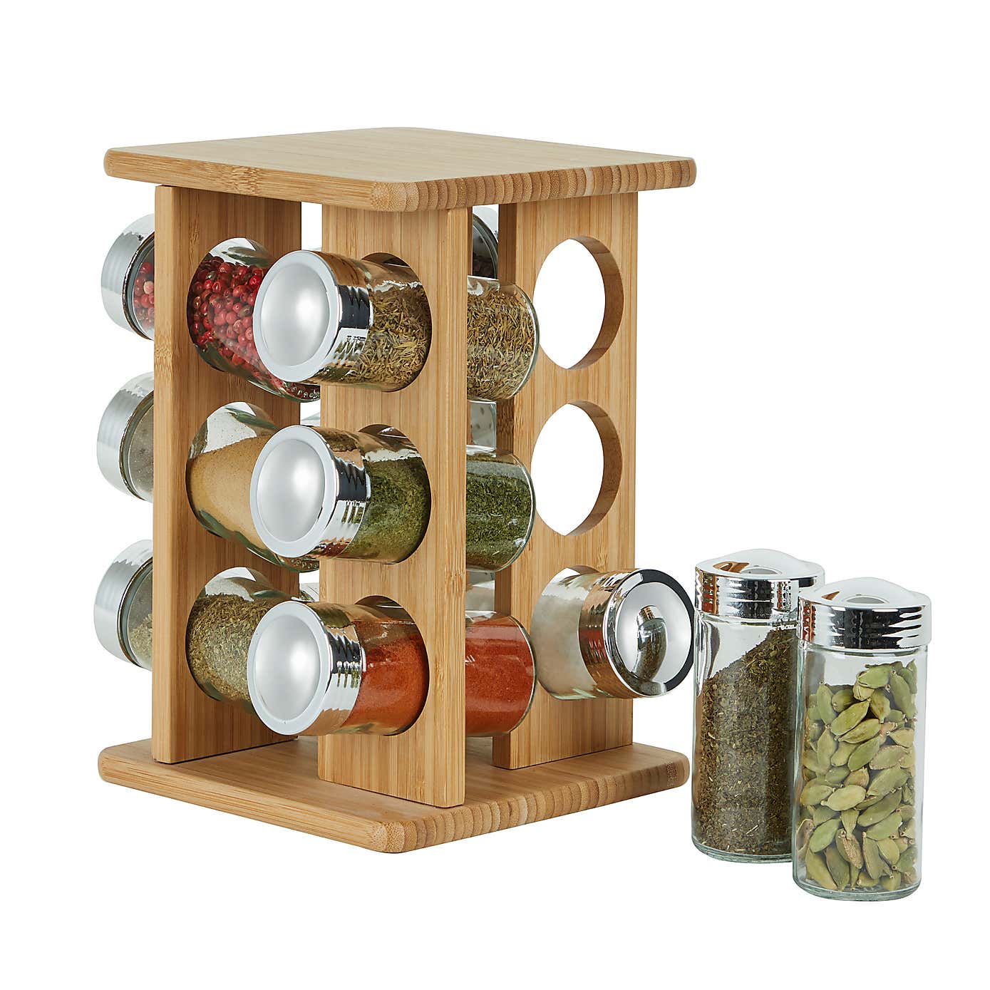 Dunelm Bamboo Rotating Spice Rack