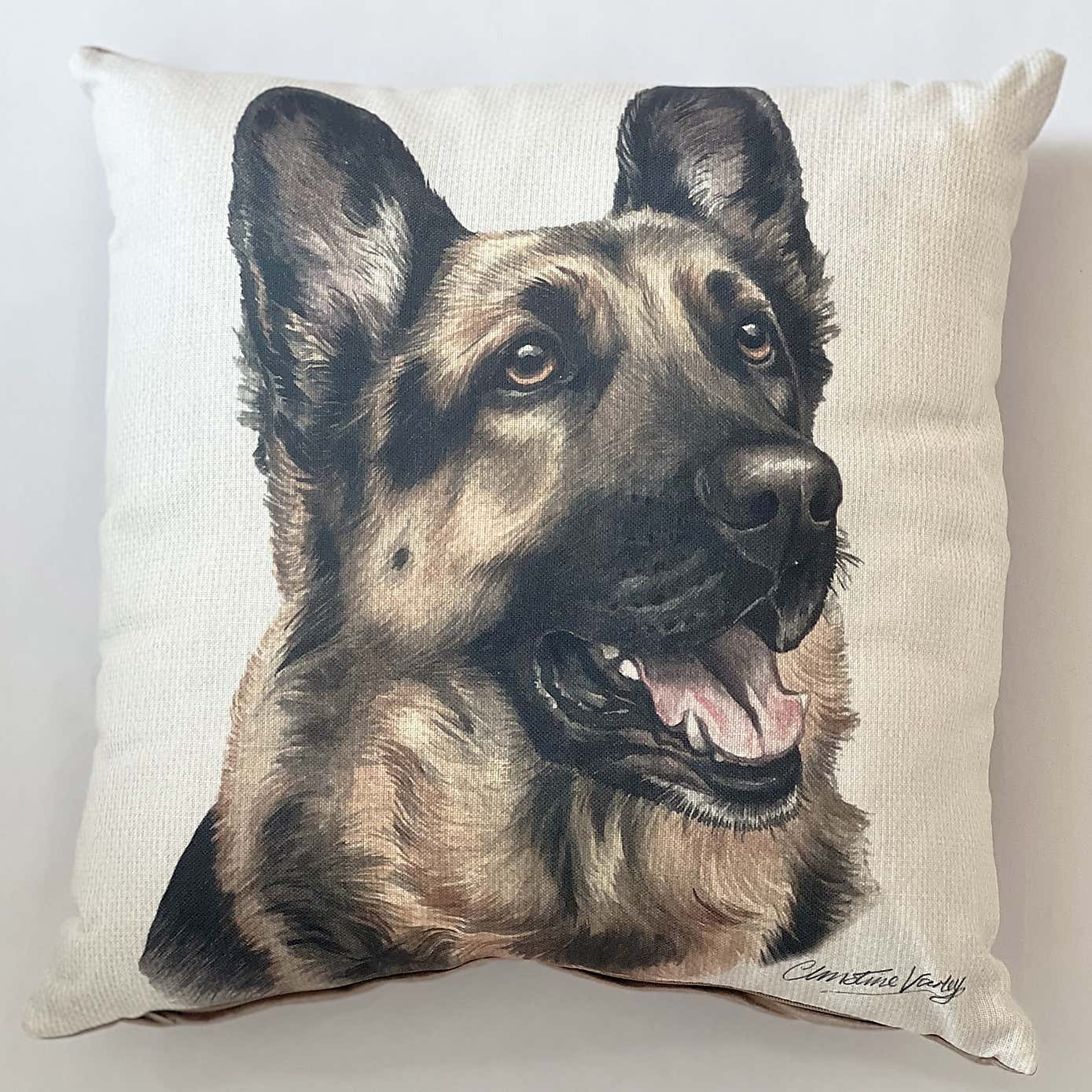 Christine Varley German Shepard Square Cushion