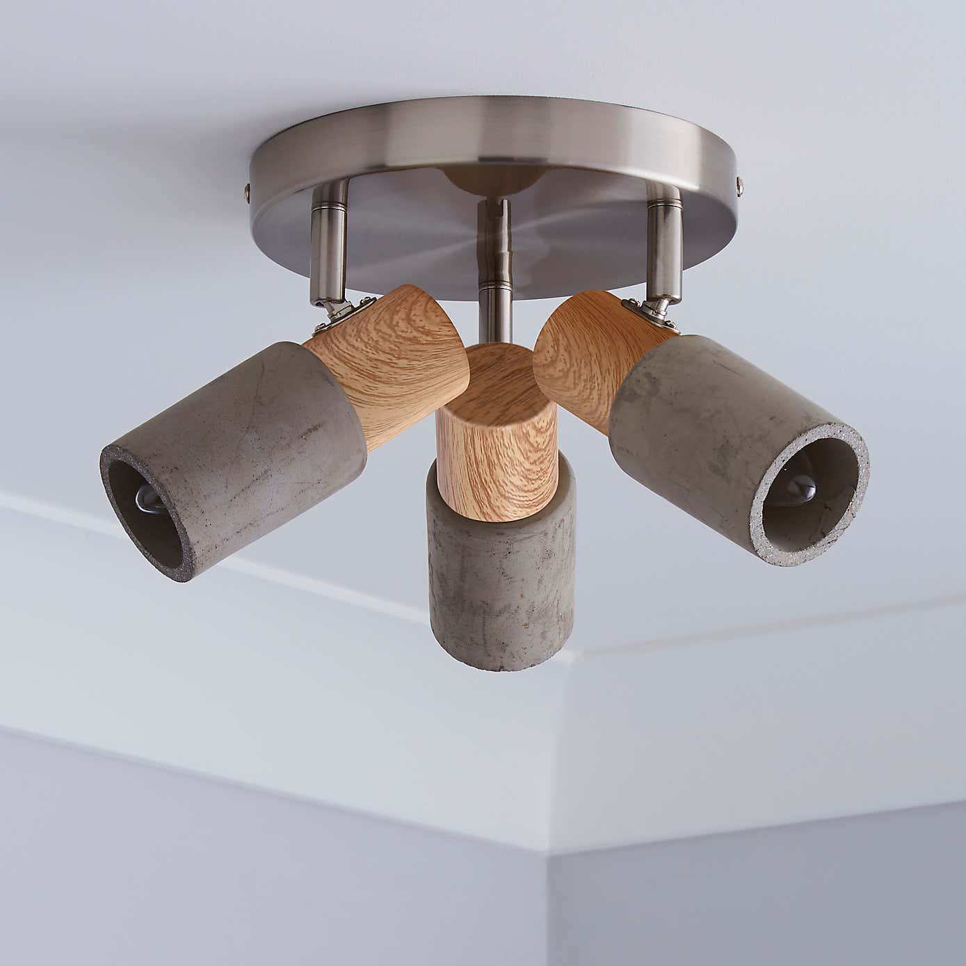 Inka 3 Light Concrete Wood Spotlight