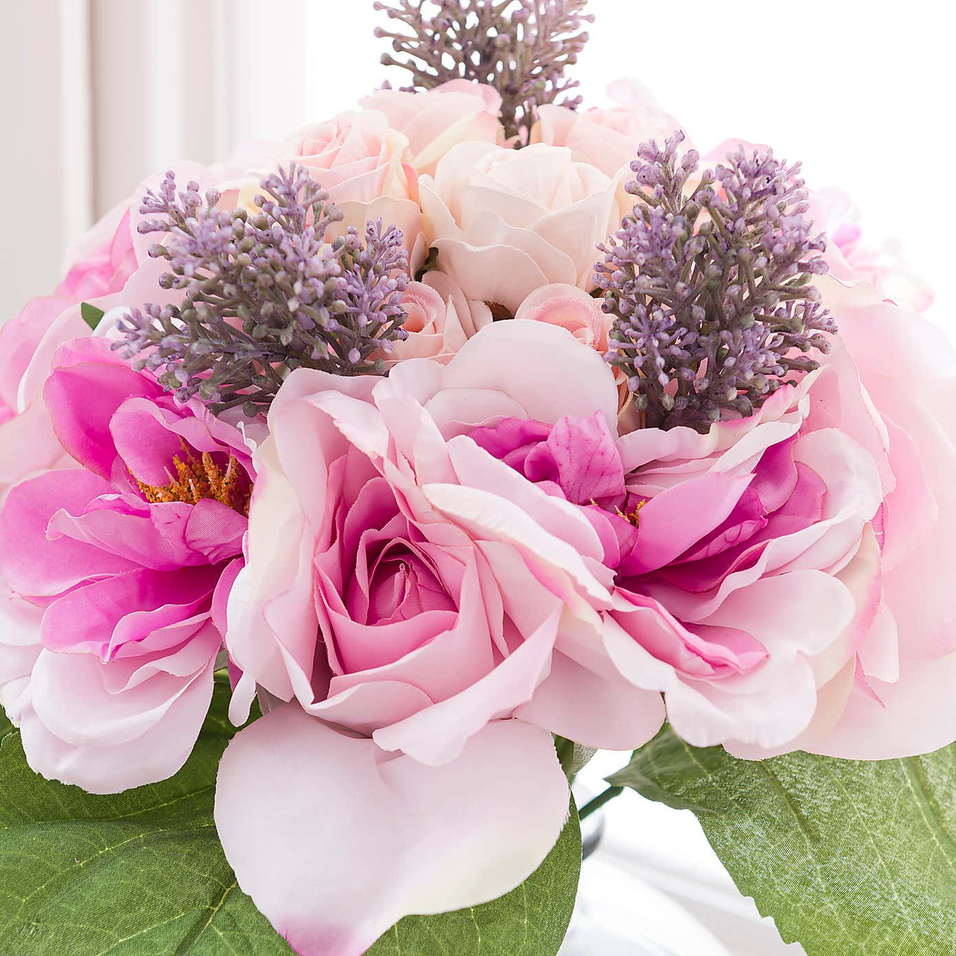 Artificial Pink Rose and Peony Bouquet