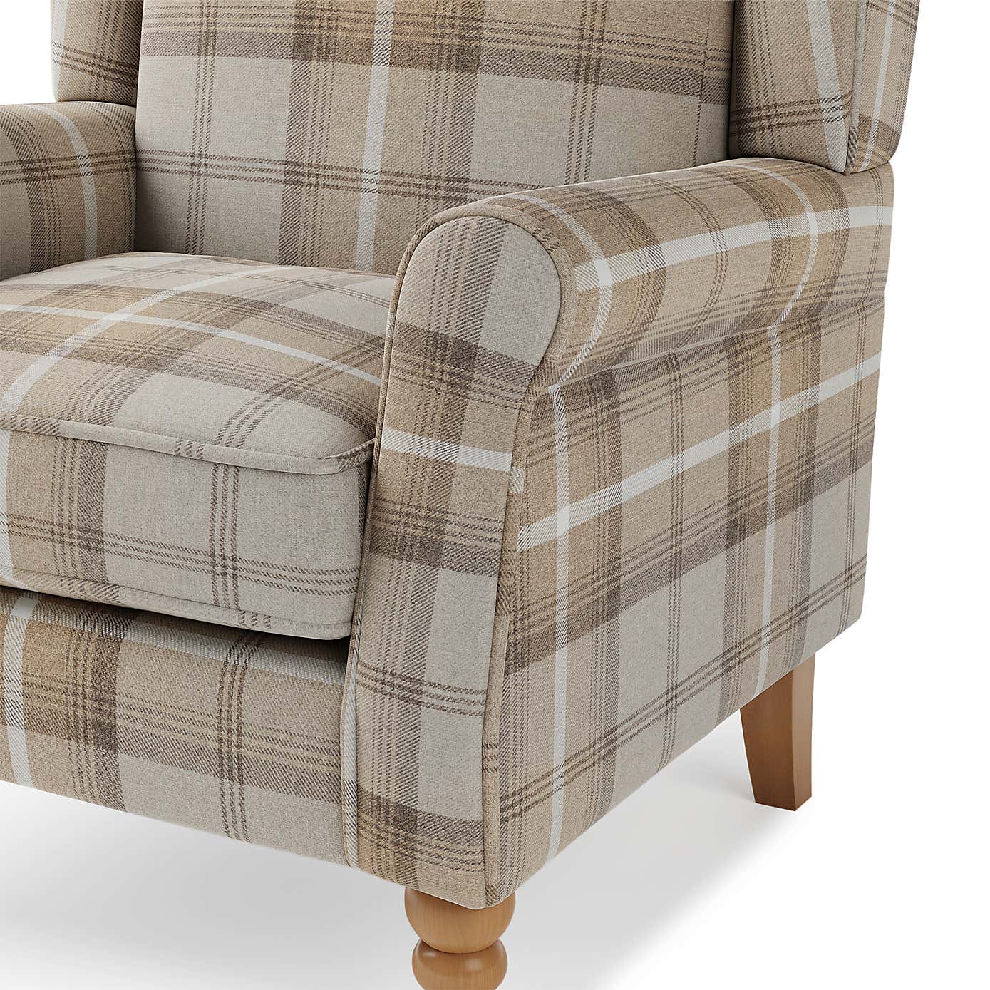 Oswald Grande Check Wingback Armchair