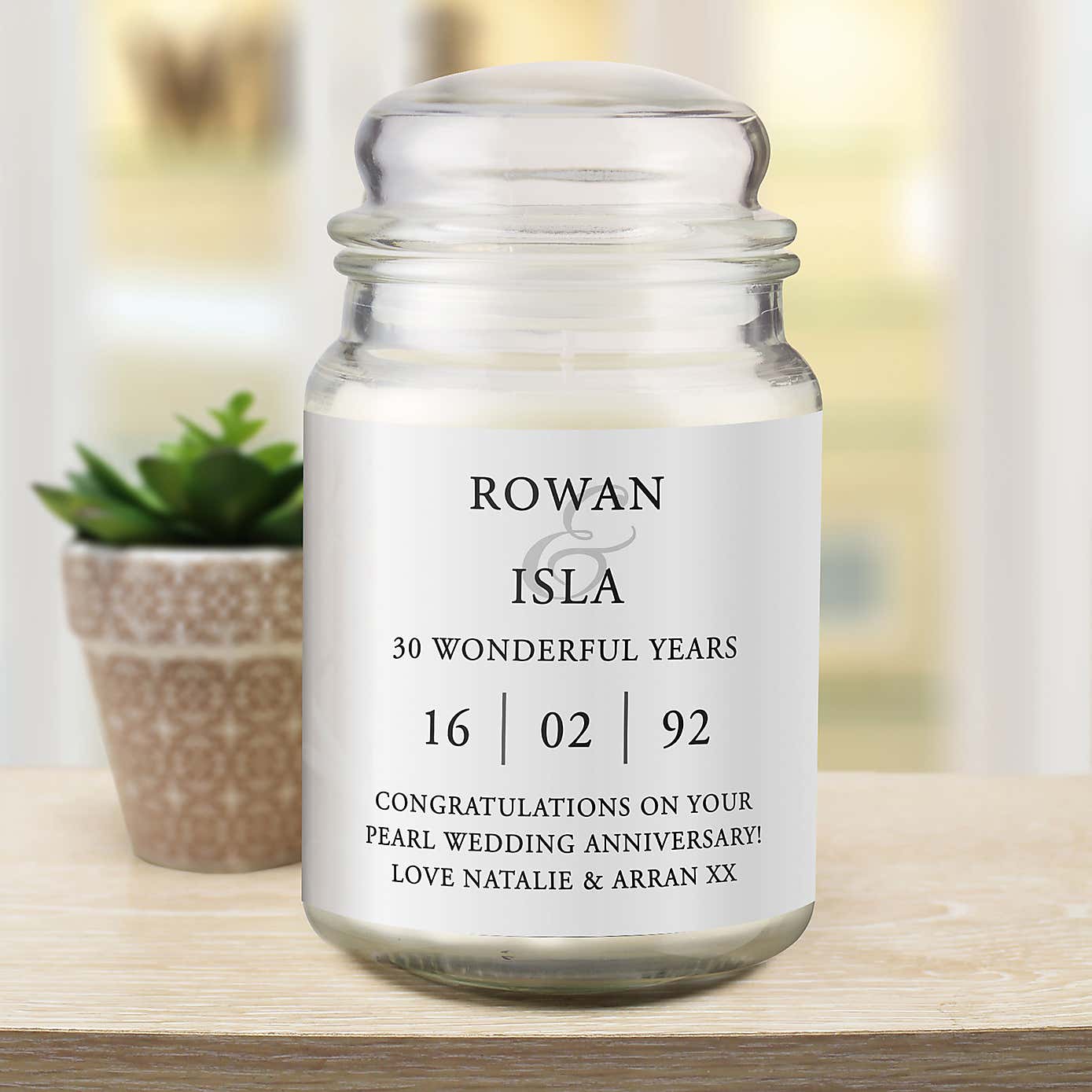 Personalised Couples Large Lidded Scented Jar Candle