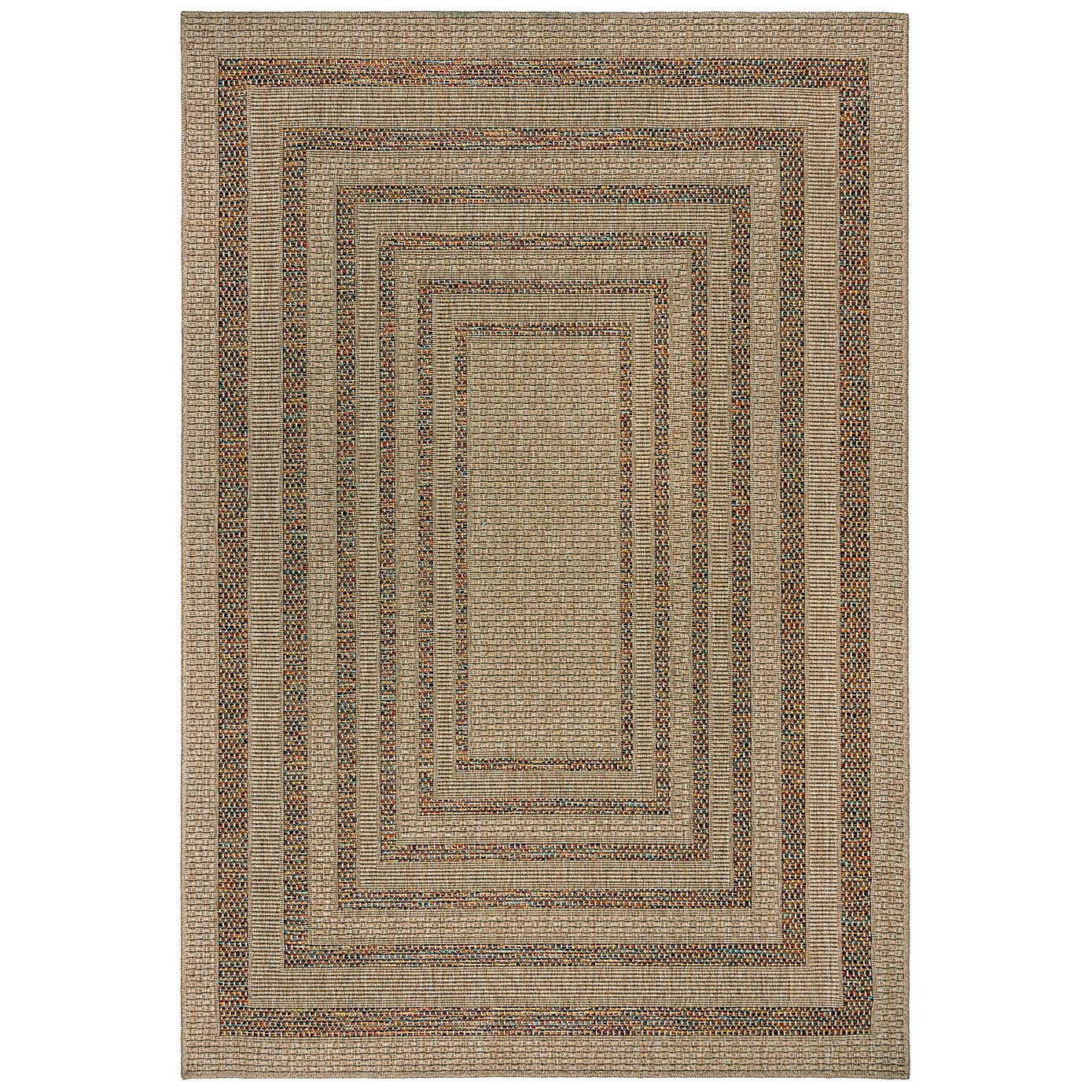 Stripe Border Indoor Outdoor Rectangle Rug