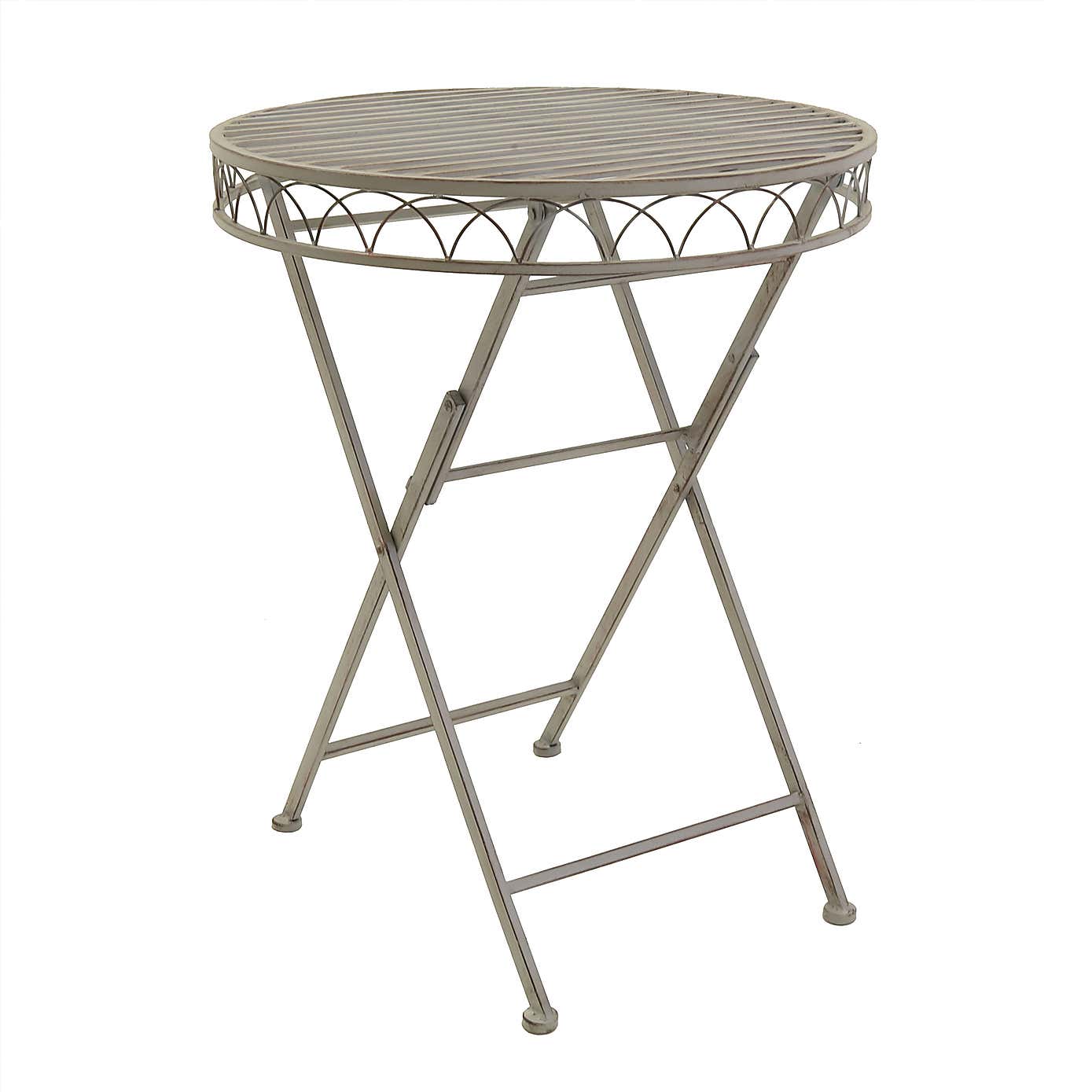 Charles Bentley Foldable Wrought Iron Grey Bistro Set