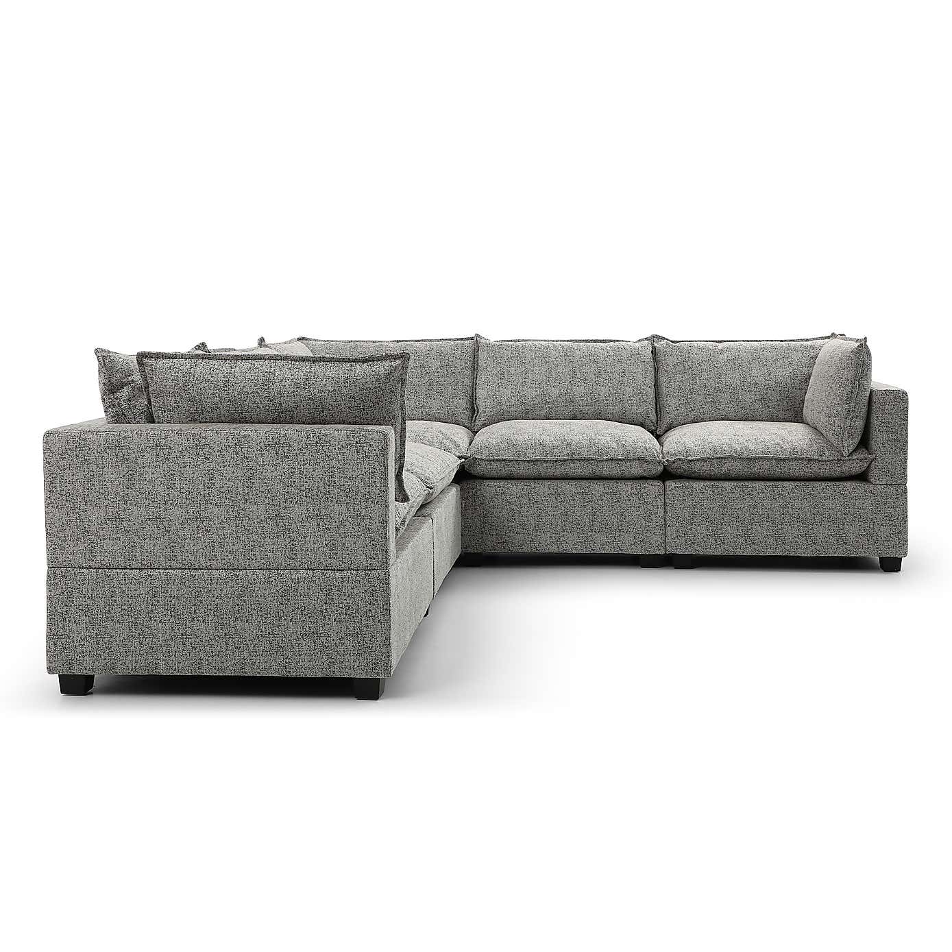 Moda Corner Modular Sofa, Light Grey Boucle
