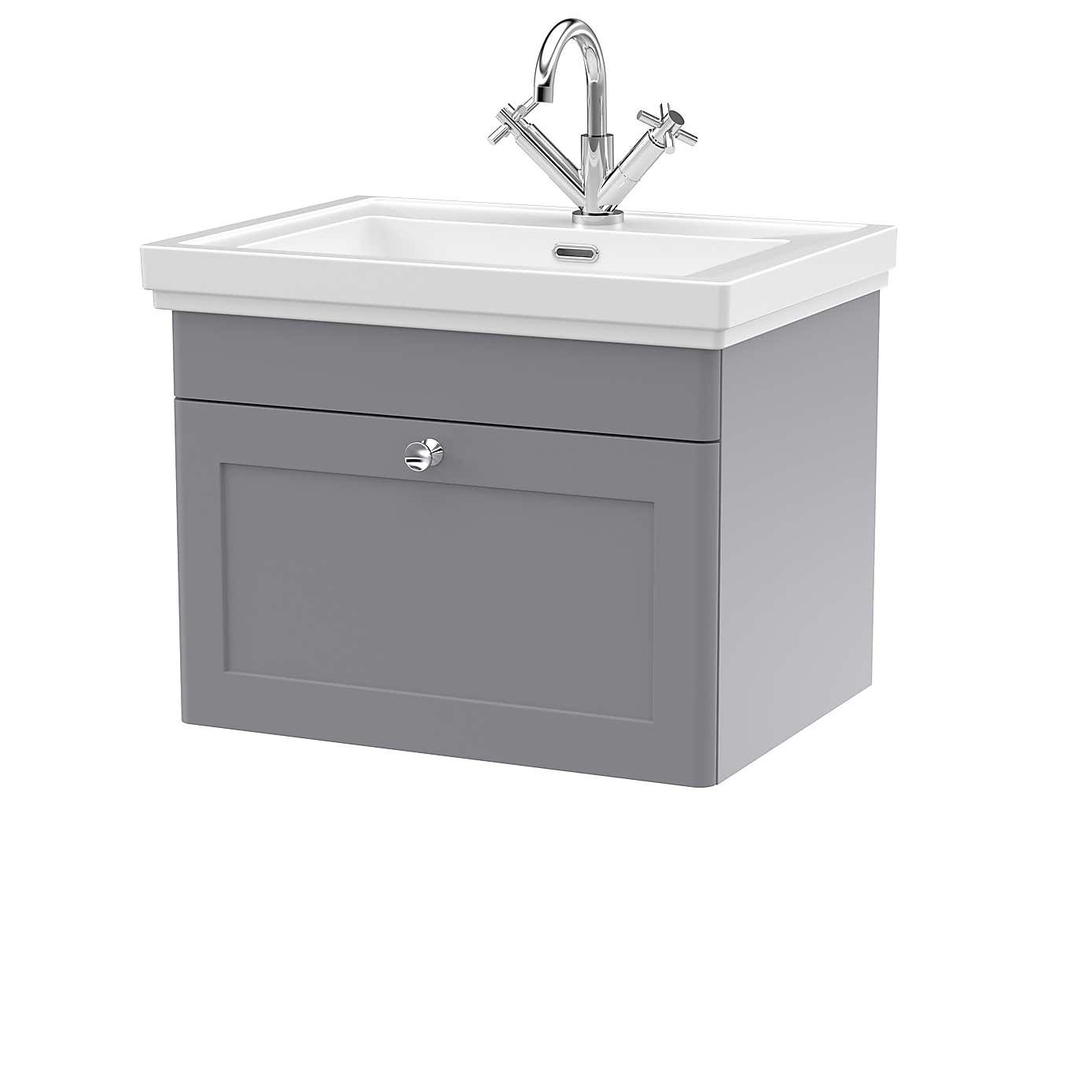 Classique Wall Mounted 1 Drawer Vanity Unit with Basin