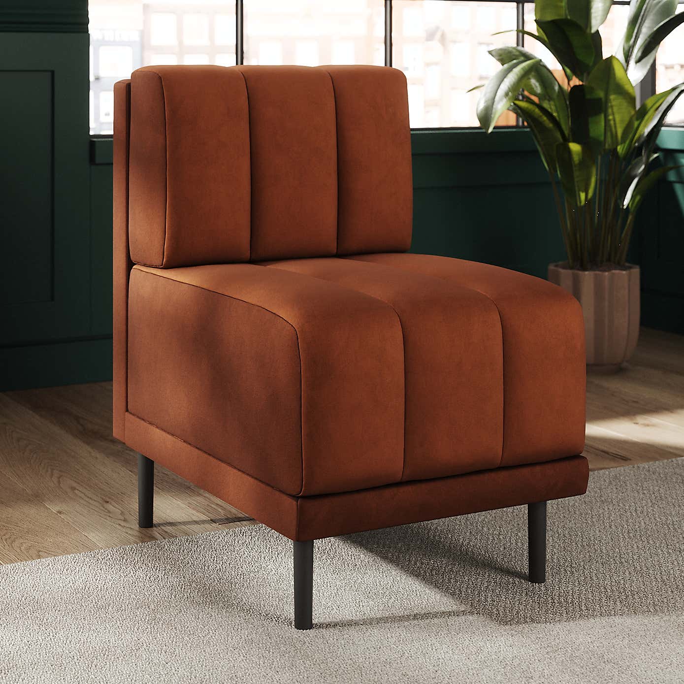 Amali Small Dining Bench, Matte Plush Velvet