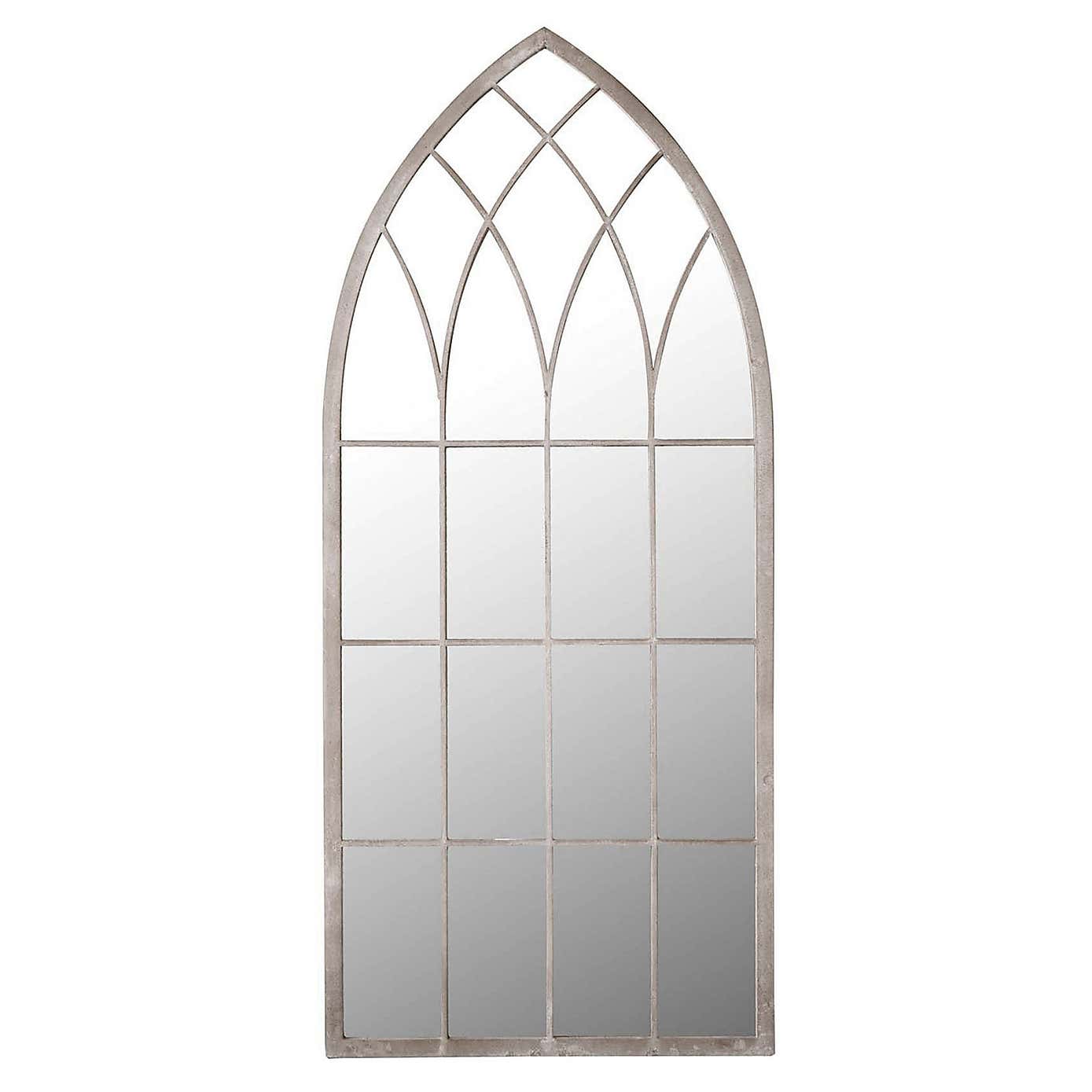 Chapel Distressed Arched Window Indoor Outdoor Full Length Wall Mirror