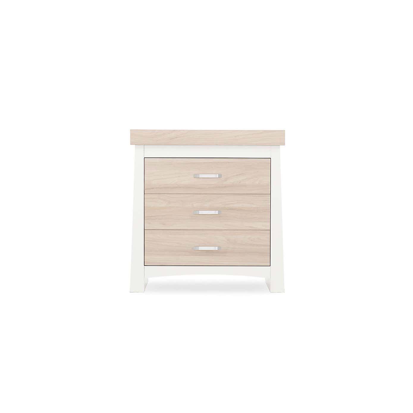 CuddleCo Ada 3 Drawer Chest & Changing Unit, White Ash