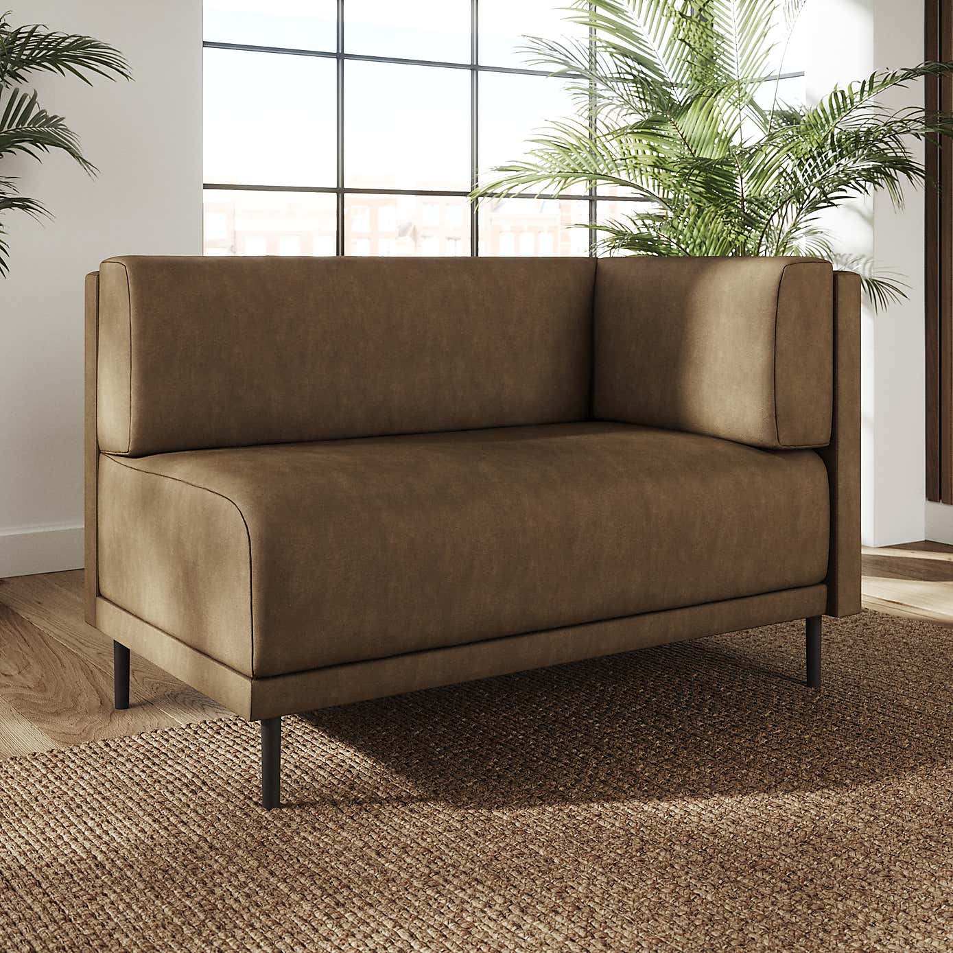 Mae Corner Dining Bench, Faux Leather