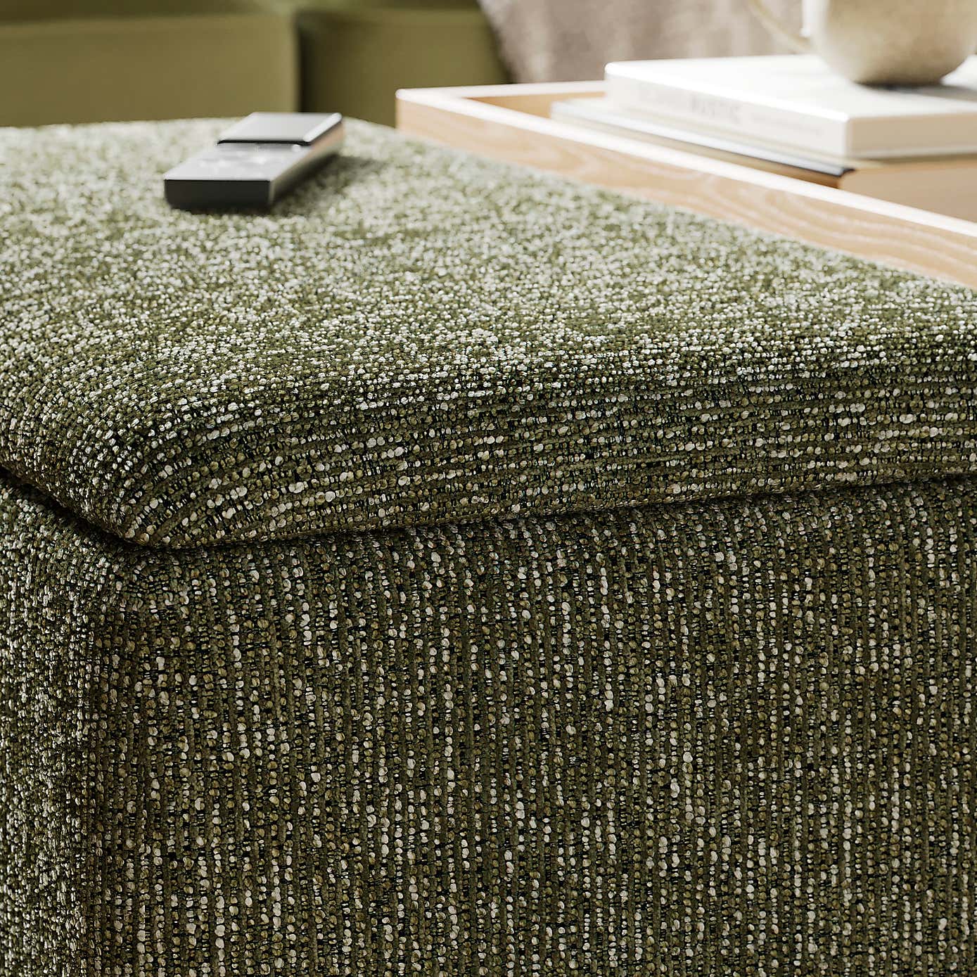 Elma Mixed Boucle Tray Table Ottoman