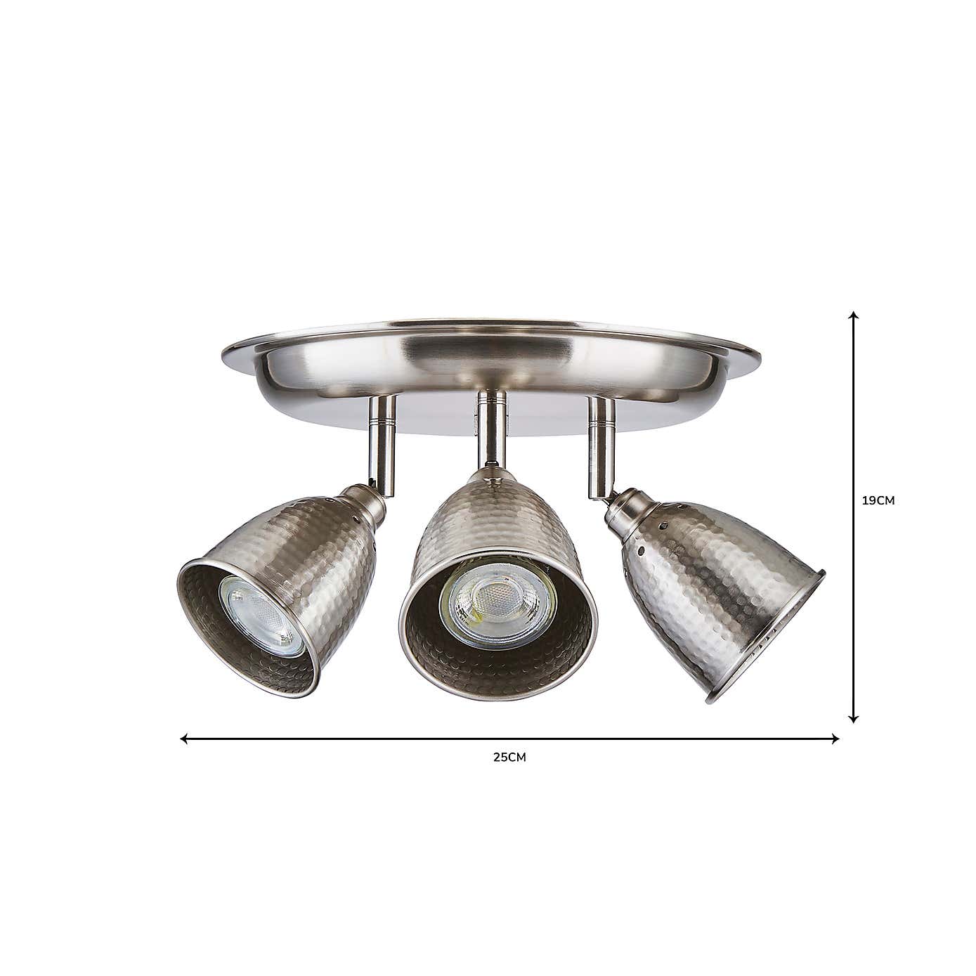 Filbert 3 Light Hammered Chrome Spotlight