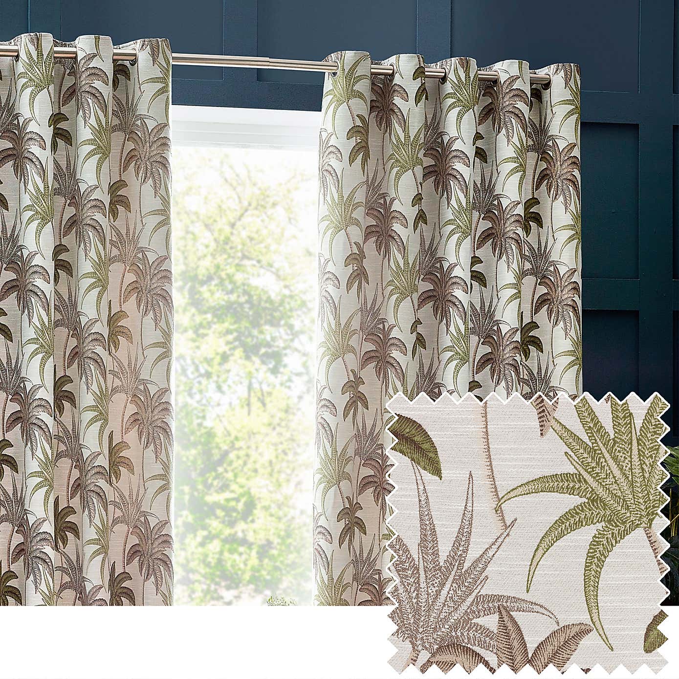 Galapagos Green Eyelet Curtains