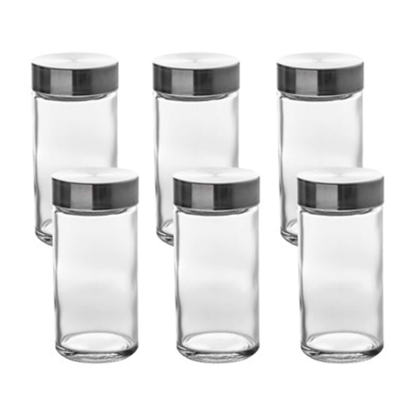 6 Glass Screw Top Spice Jars