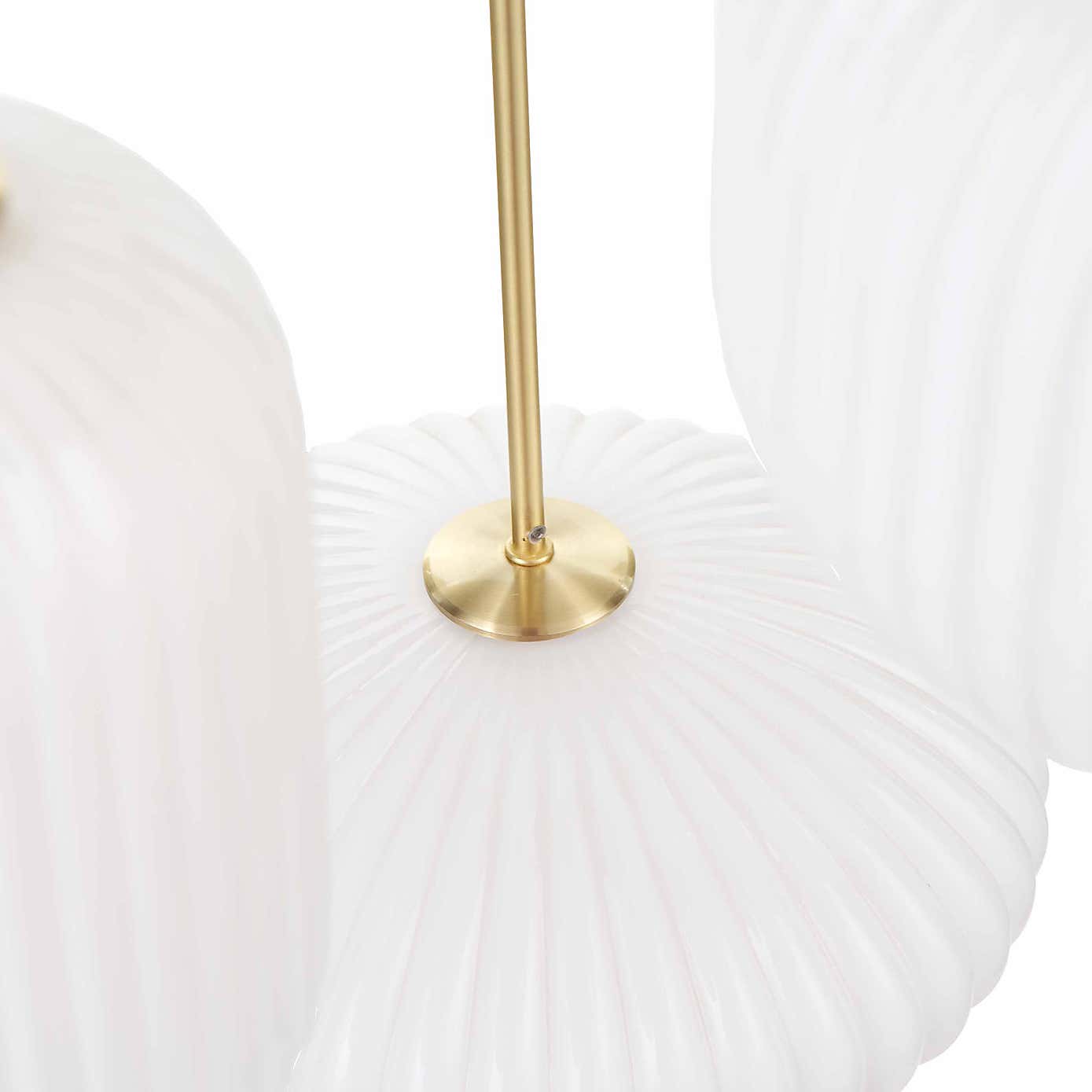 Alexa White Ribbed Glass and Gold Metal Cluster Ceiling Fitting