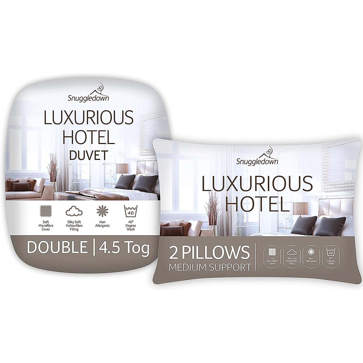 Snuggledown Luxurious Hotel 4.5 Tog Duvet and Pillow Set
