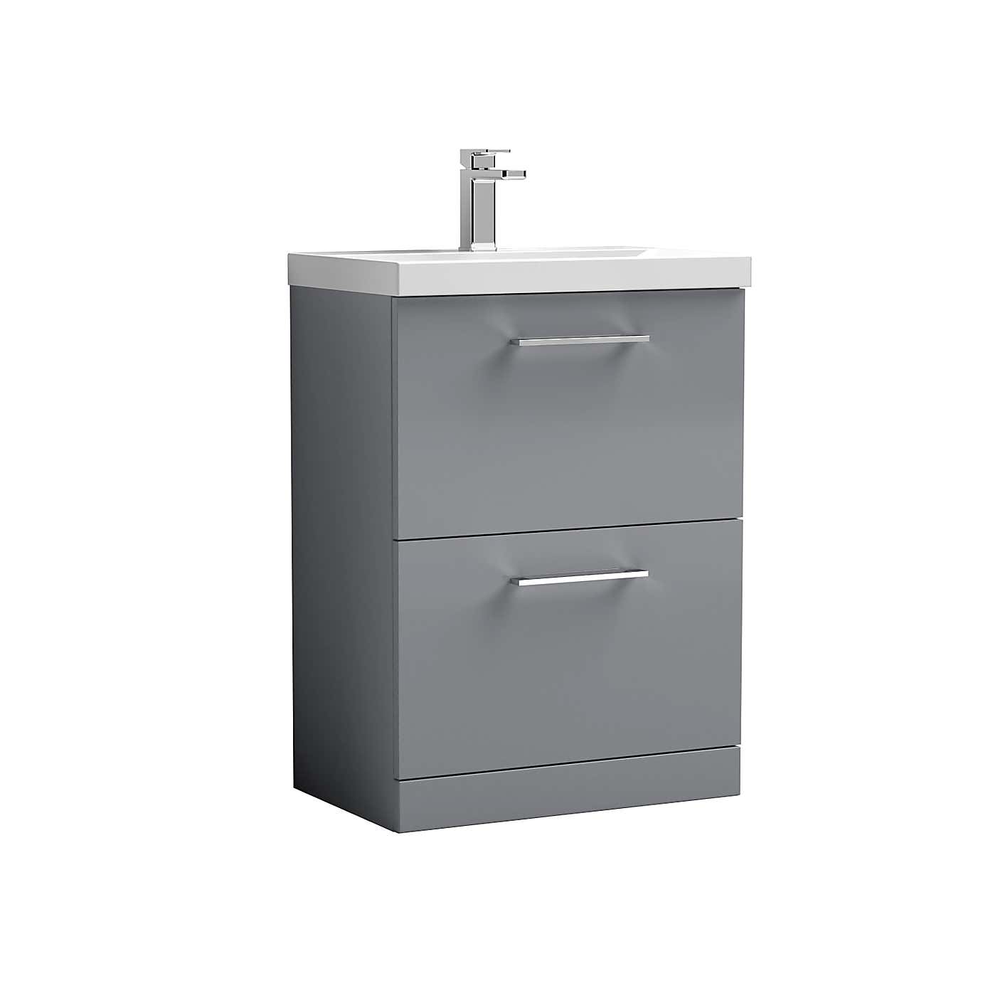 Arno Floor Standing 2 Drawer Vanity Unit with Basin