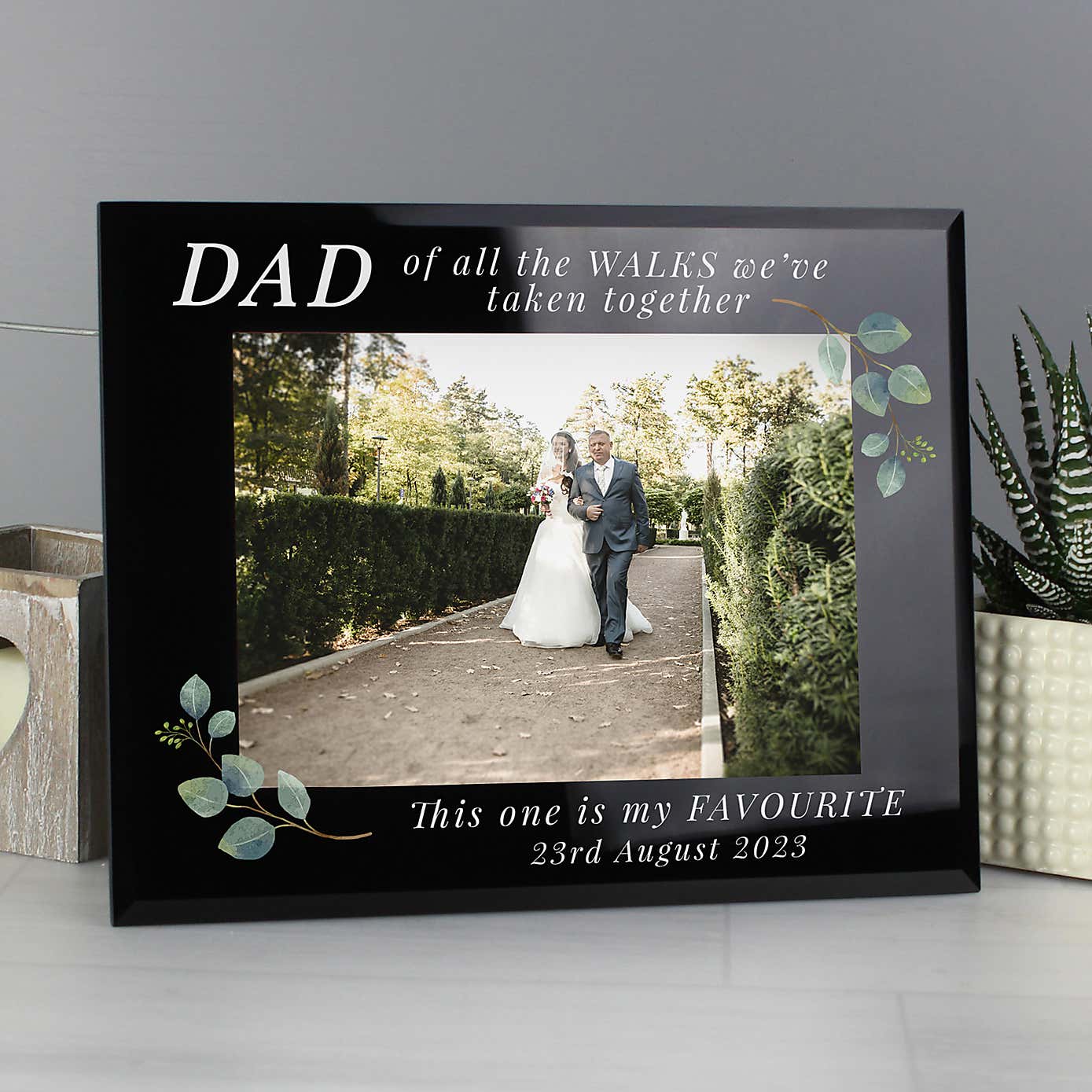 Personalised Of All The Walks Glass Wedding Frame