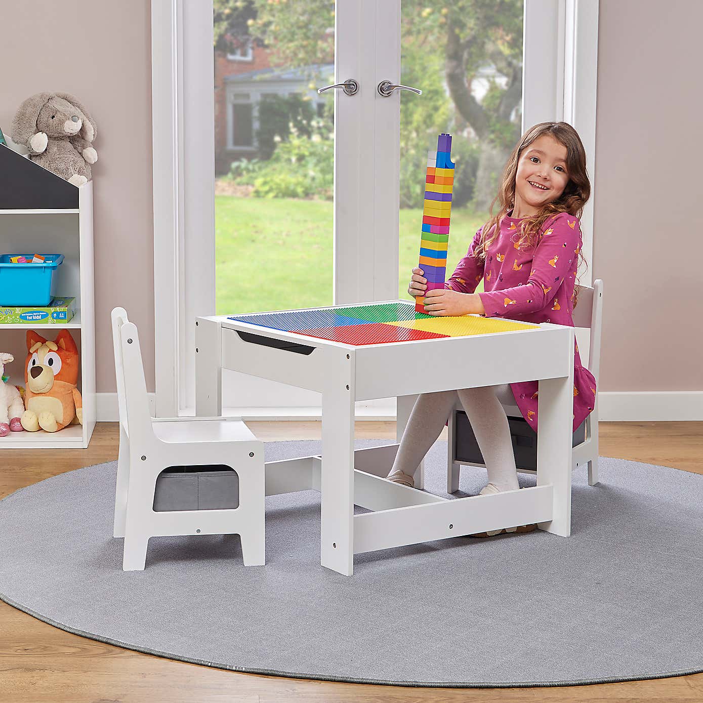 Liberty House Kids Wooden Activity Table Set With Two Storage Boxes