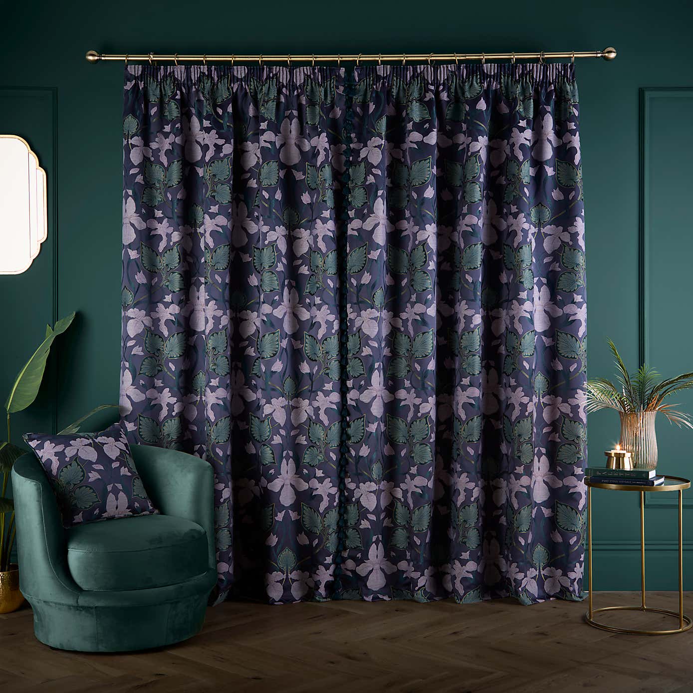 Nouveau Iris Pencil Pleat Curtains