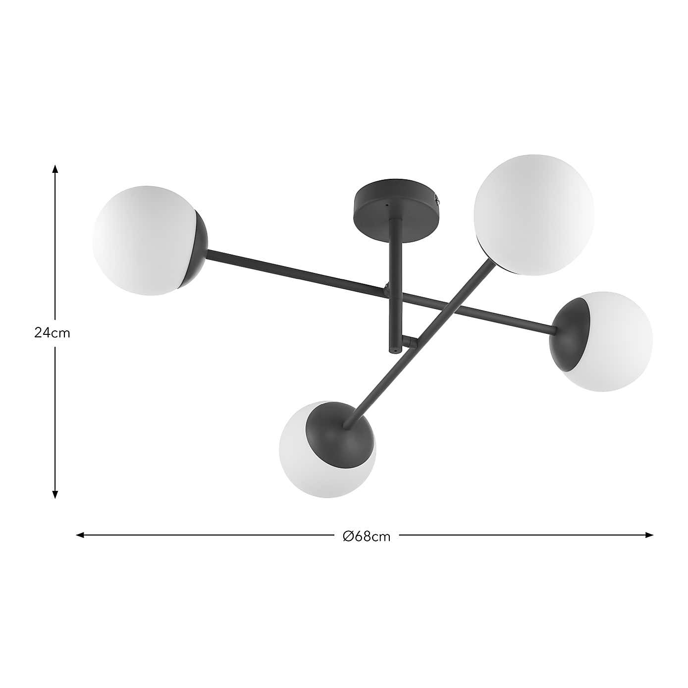 Tela Bathroom 4Lt Ceiling Fitting Black