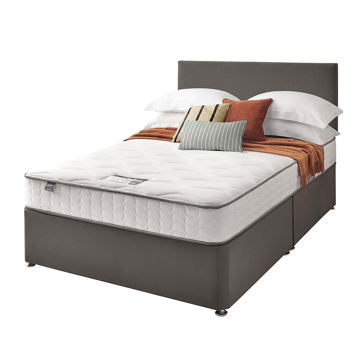 Silentnight 2 Drawer Divan Bed With Velvet Paris Headboard