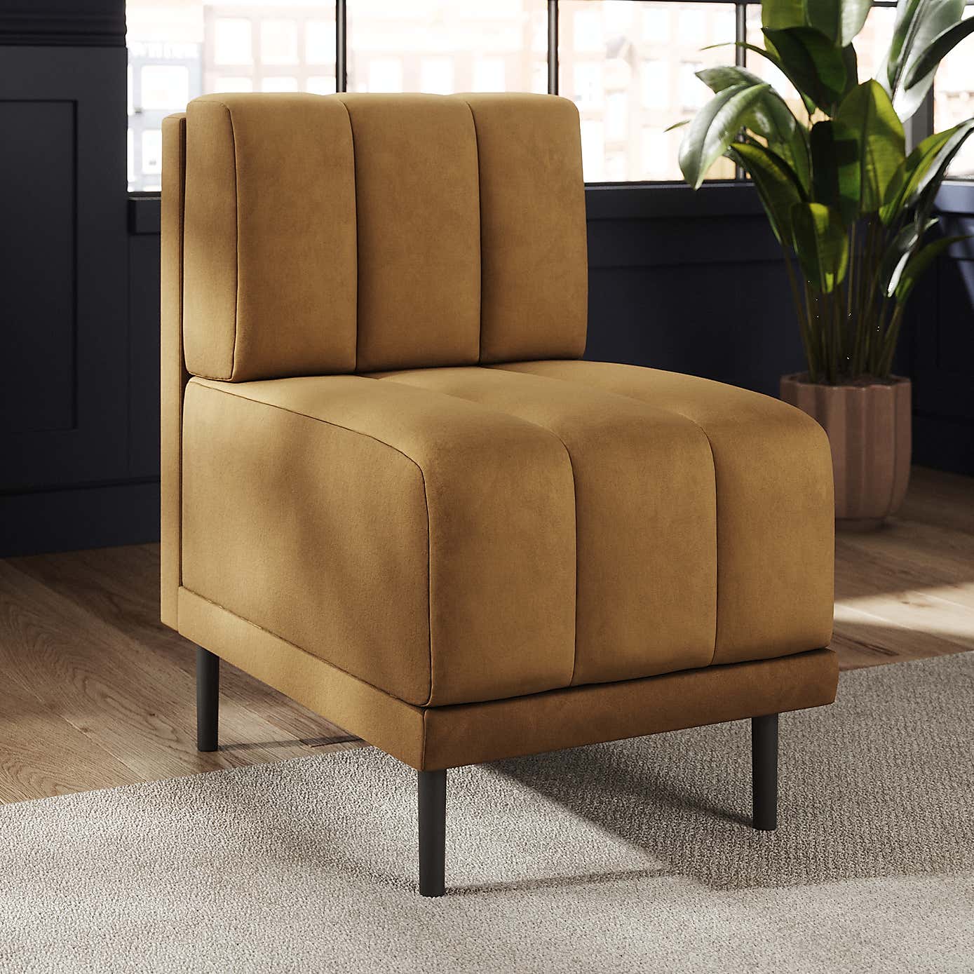 Amali Small Dining Bench, Matte Plush Velvet