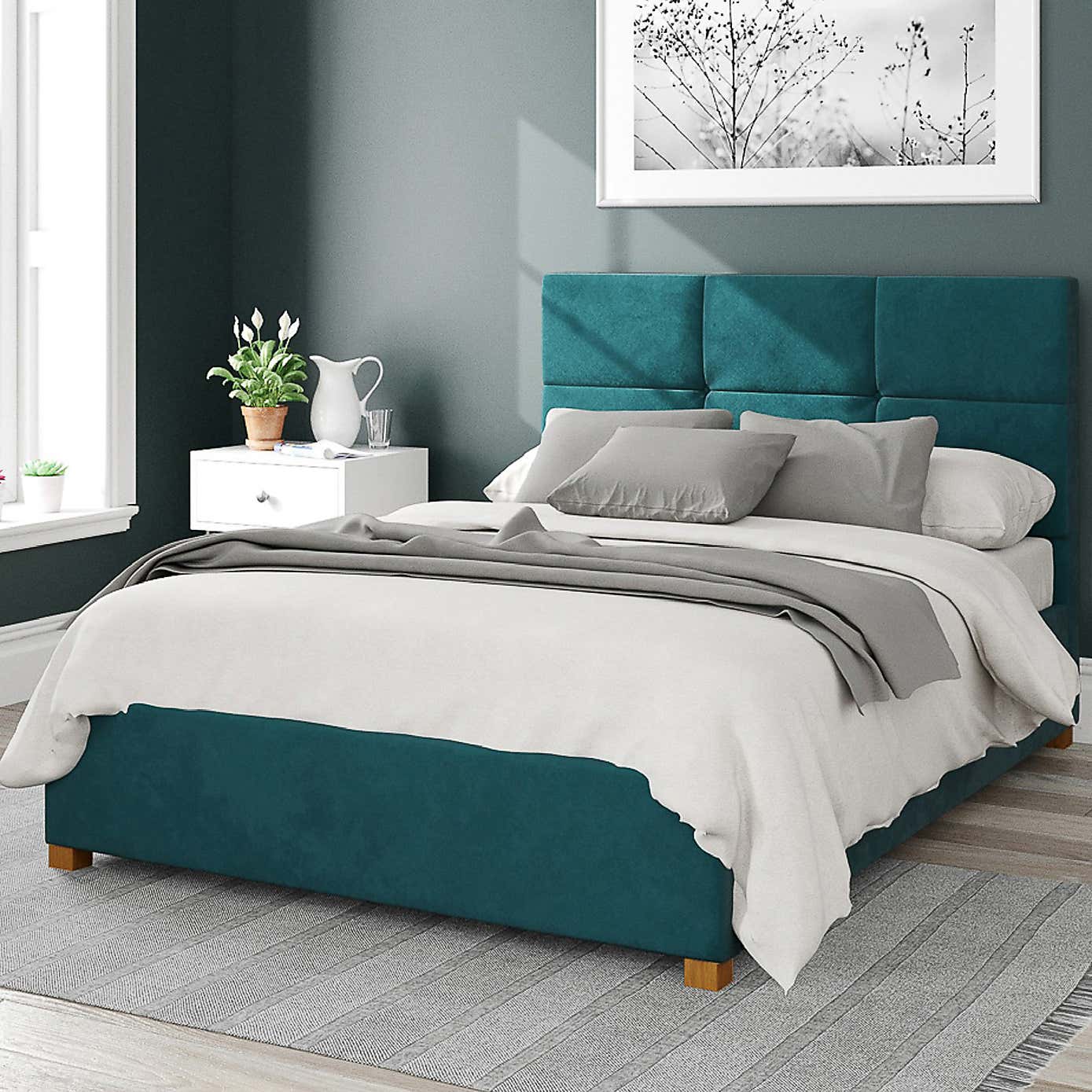 Caine Plush Velvet Ottoman Bed Frame
