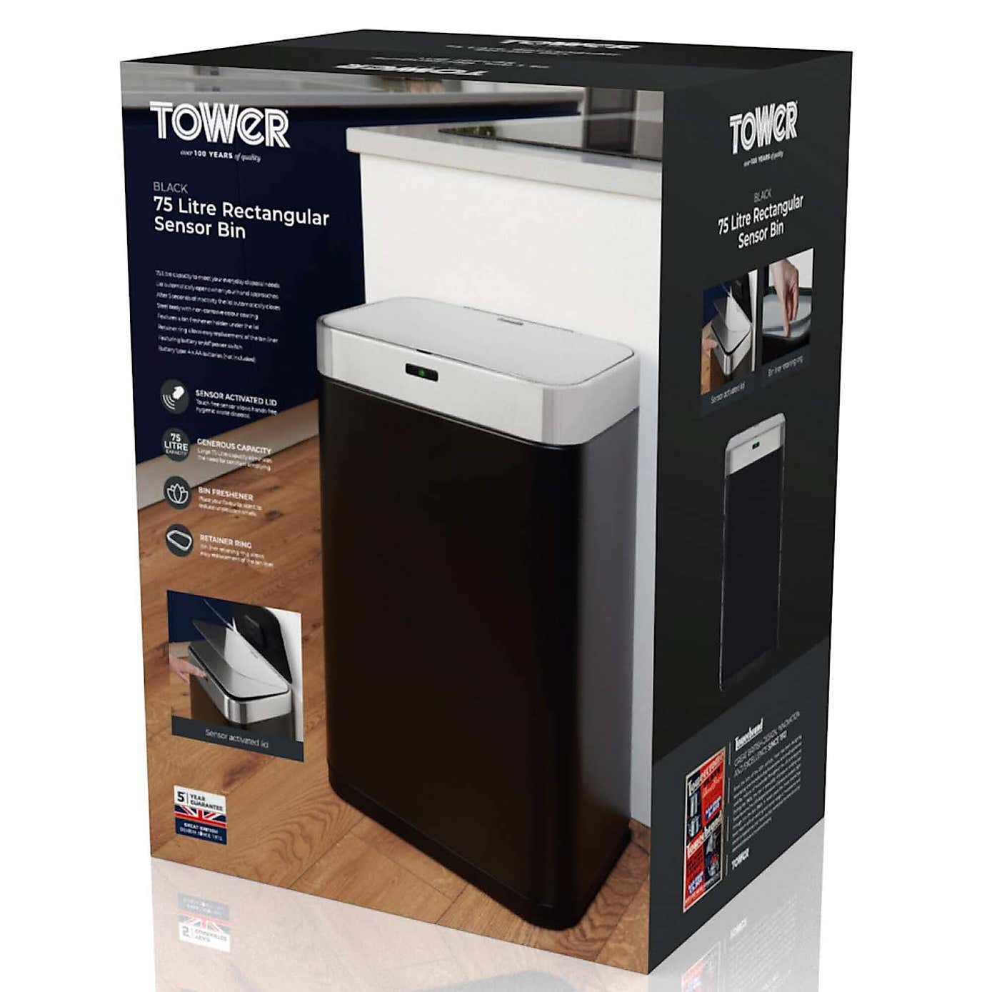 Tower 75L Rectangular Sensor Bin