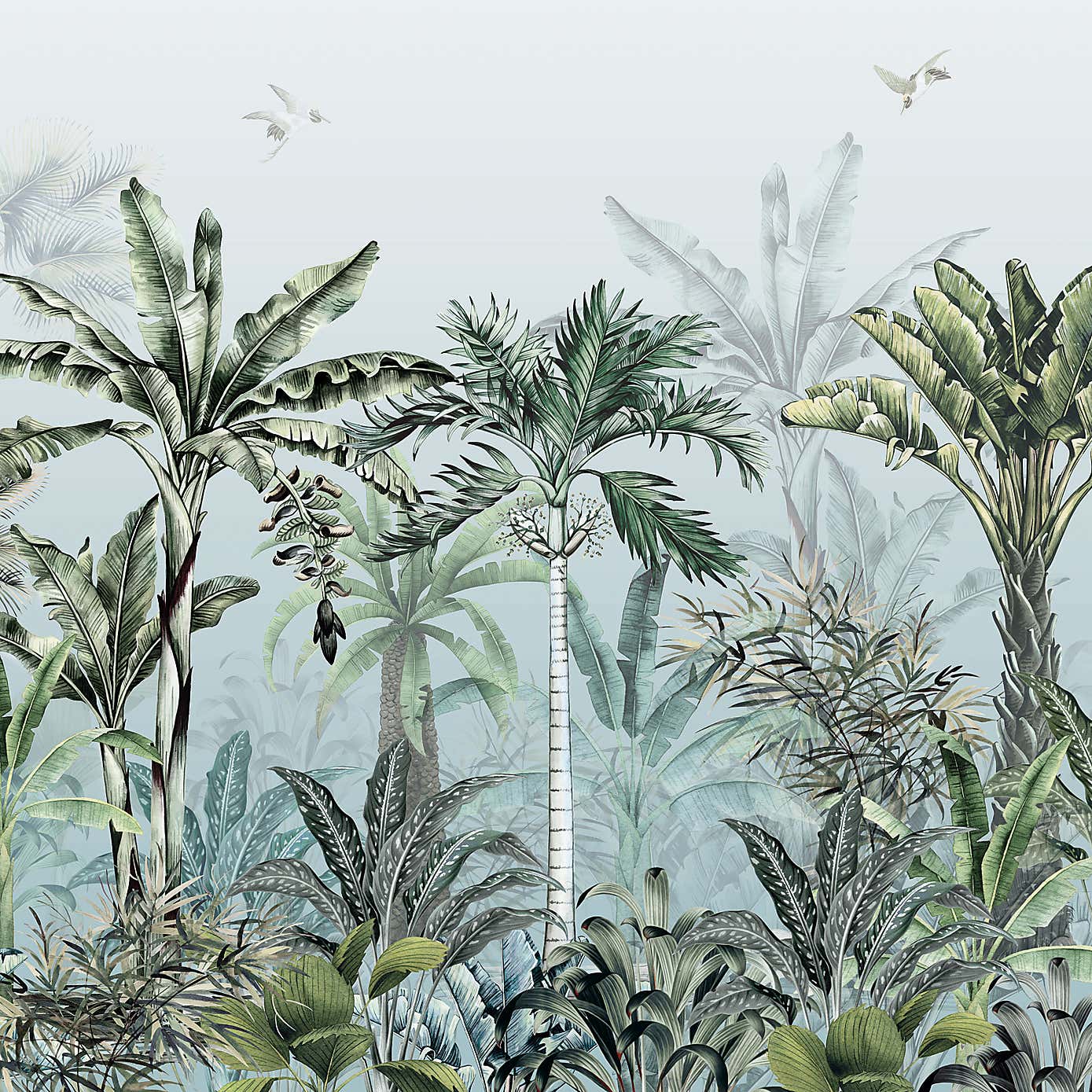 Tropical Oasis Sage Green Mural