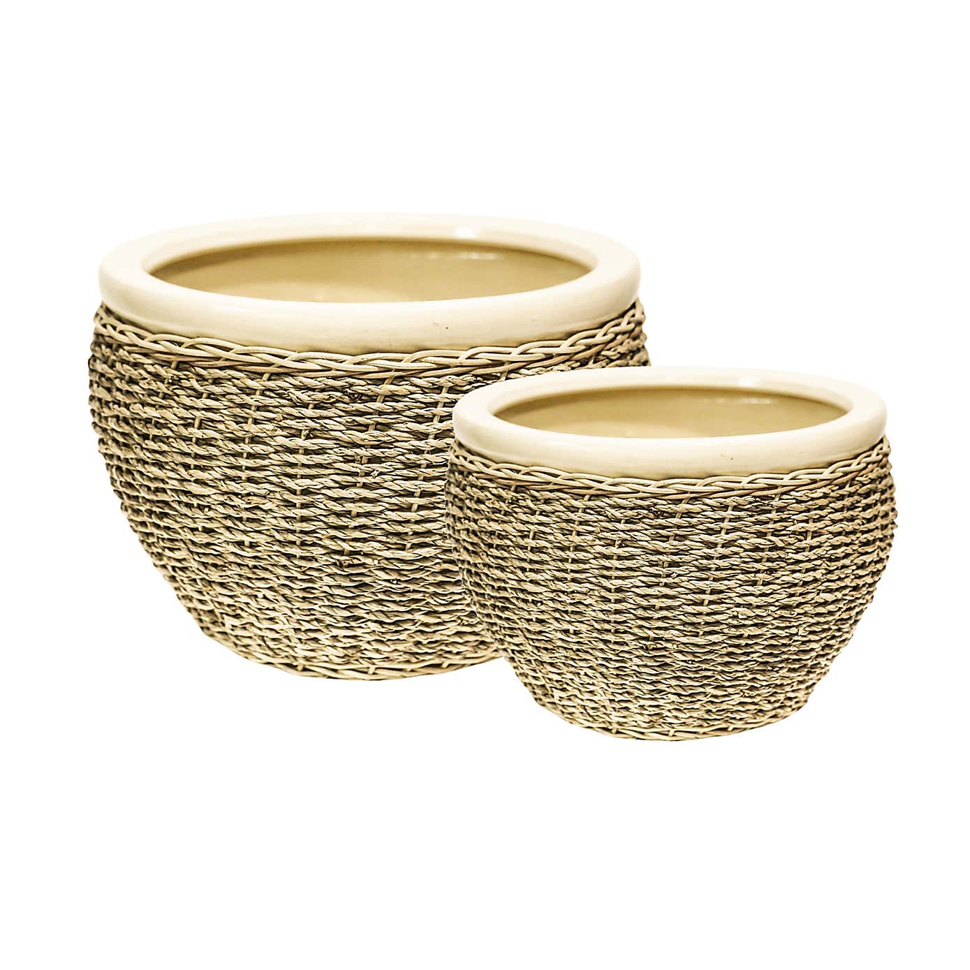 Set of 2 Seagrass Plant Pots
