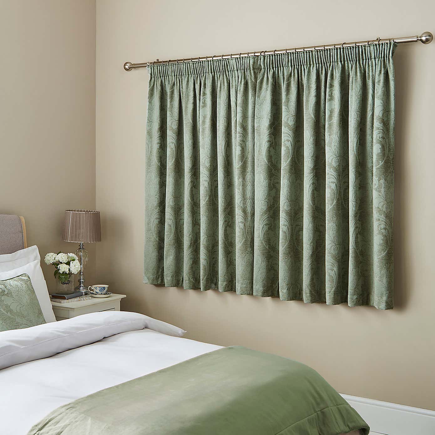 Zahra Chenille Jacquard Pencil Pleat Curtains