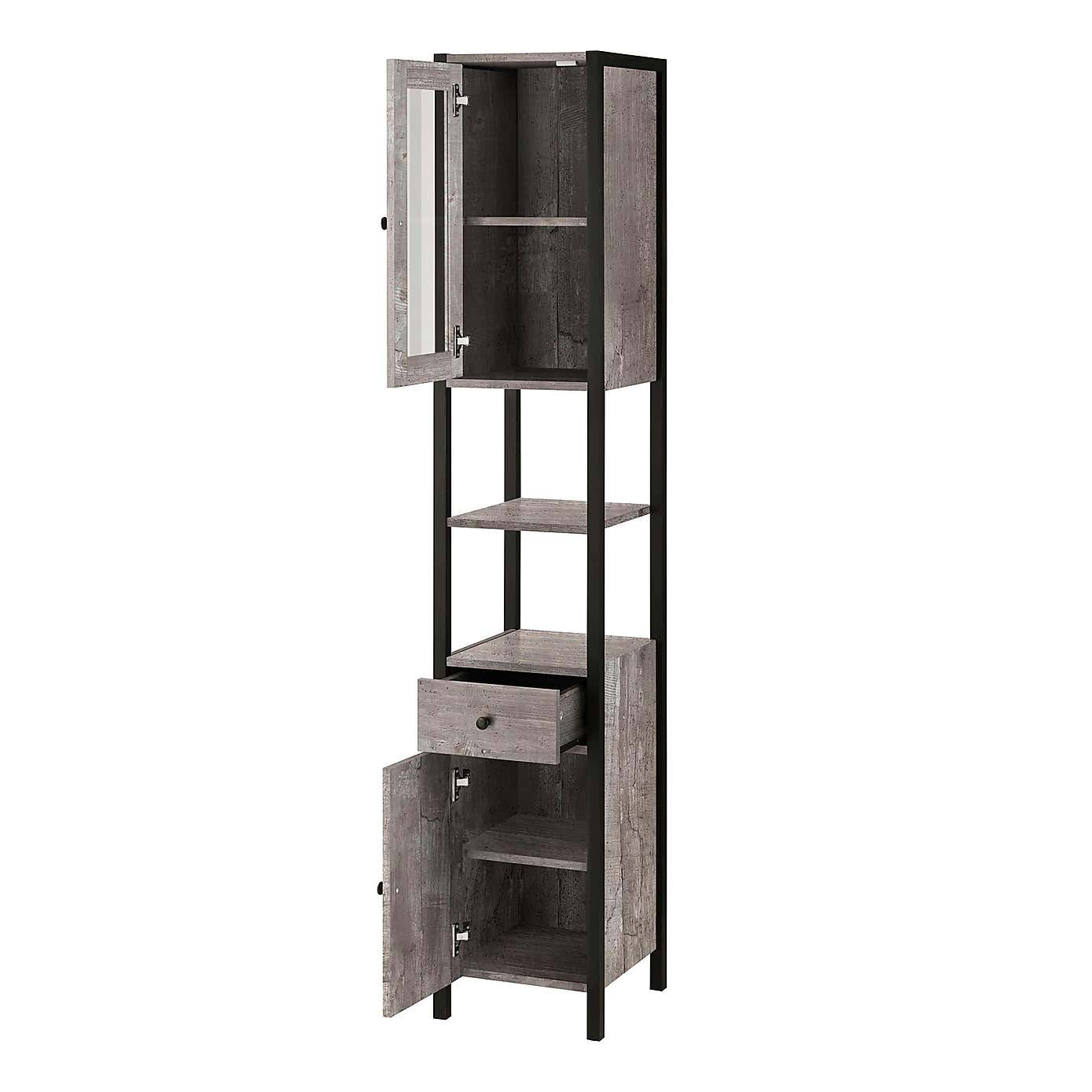 Colton Tall Bathroom Unit, Concrete Effect