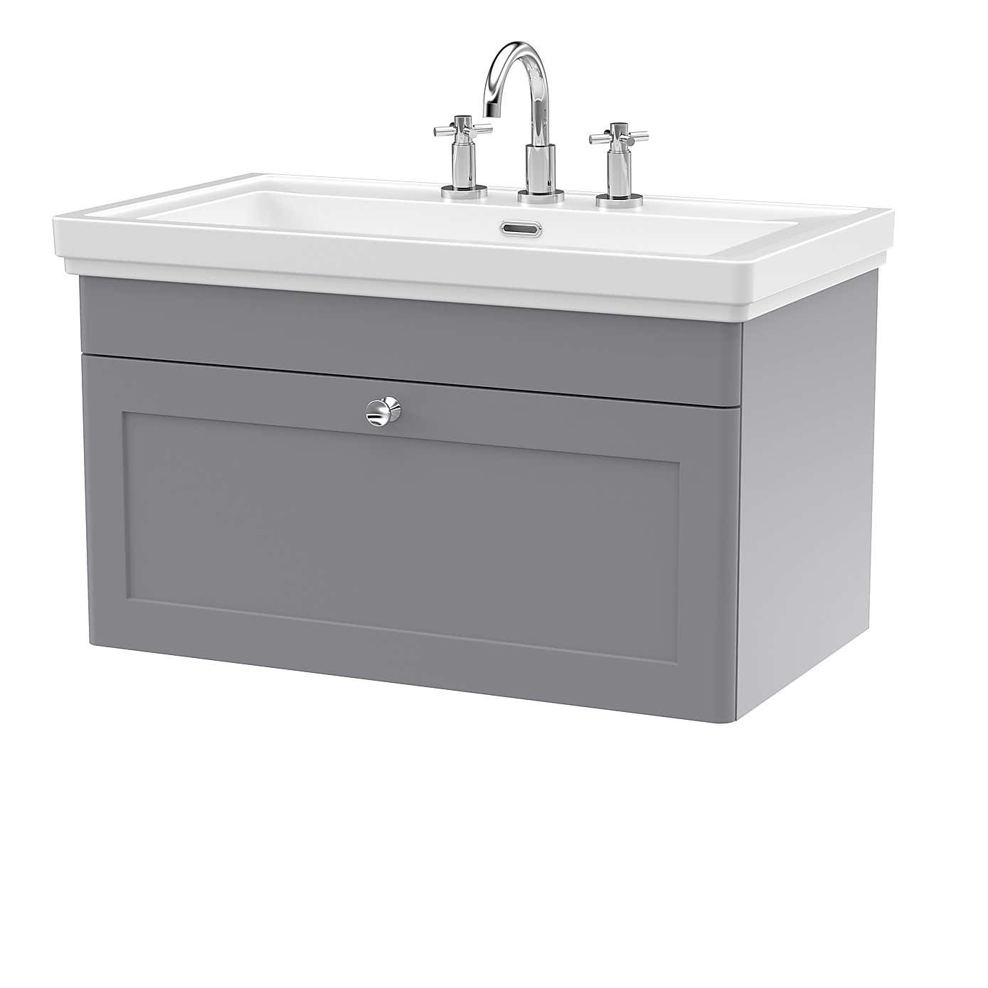 Classique Wall Mounted 1 Drawer Vanity Unit with Basin