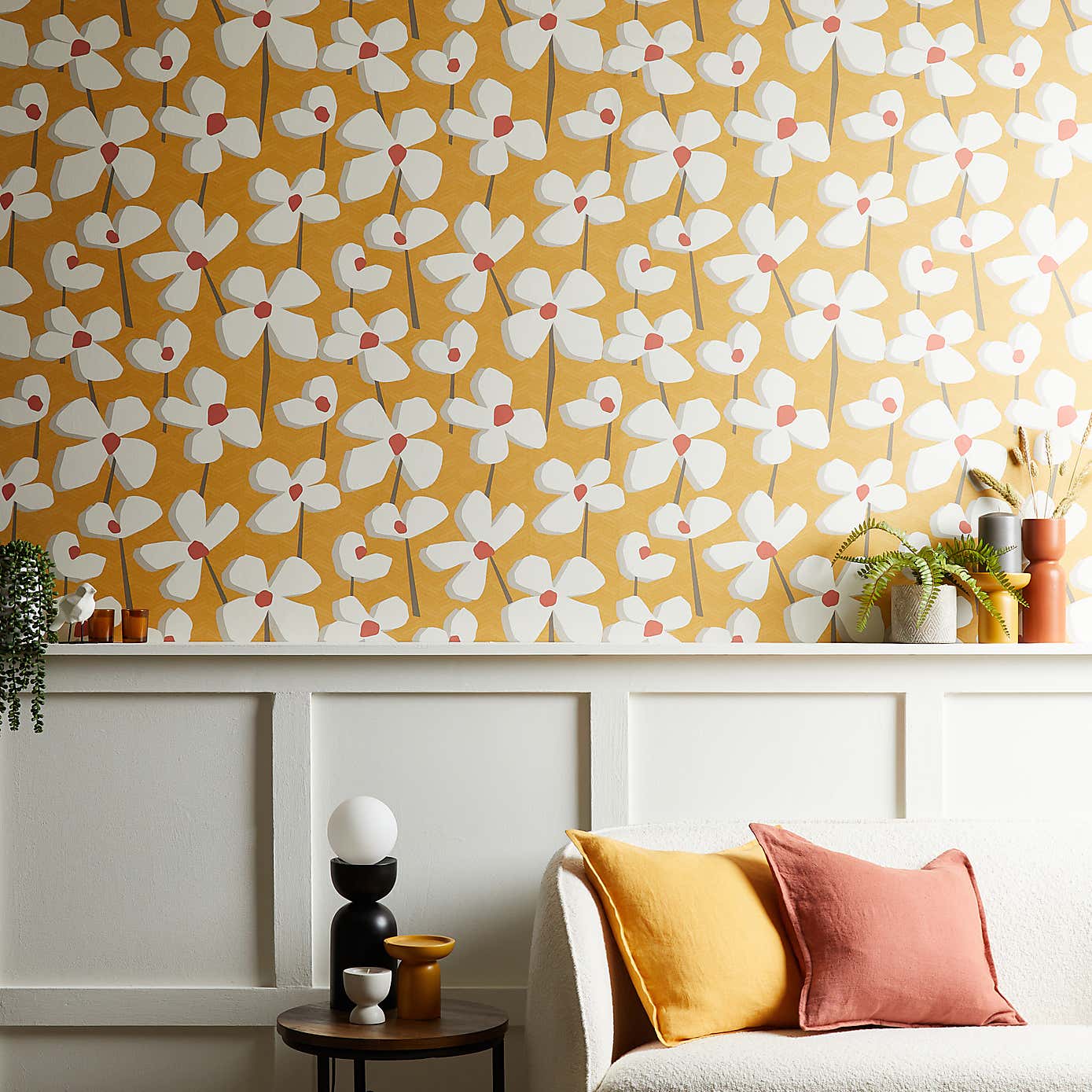 Elements Lena Ochre Wallpaper