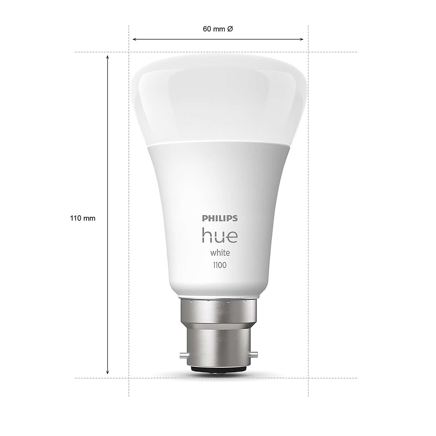 Philips HUE Smart 9.5 Watt BC LED Dimmable GLS Bulb 2 Pack