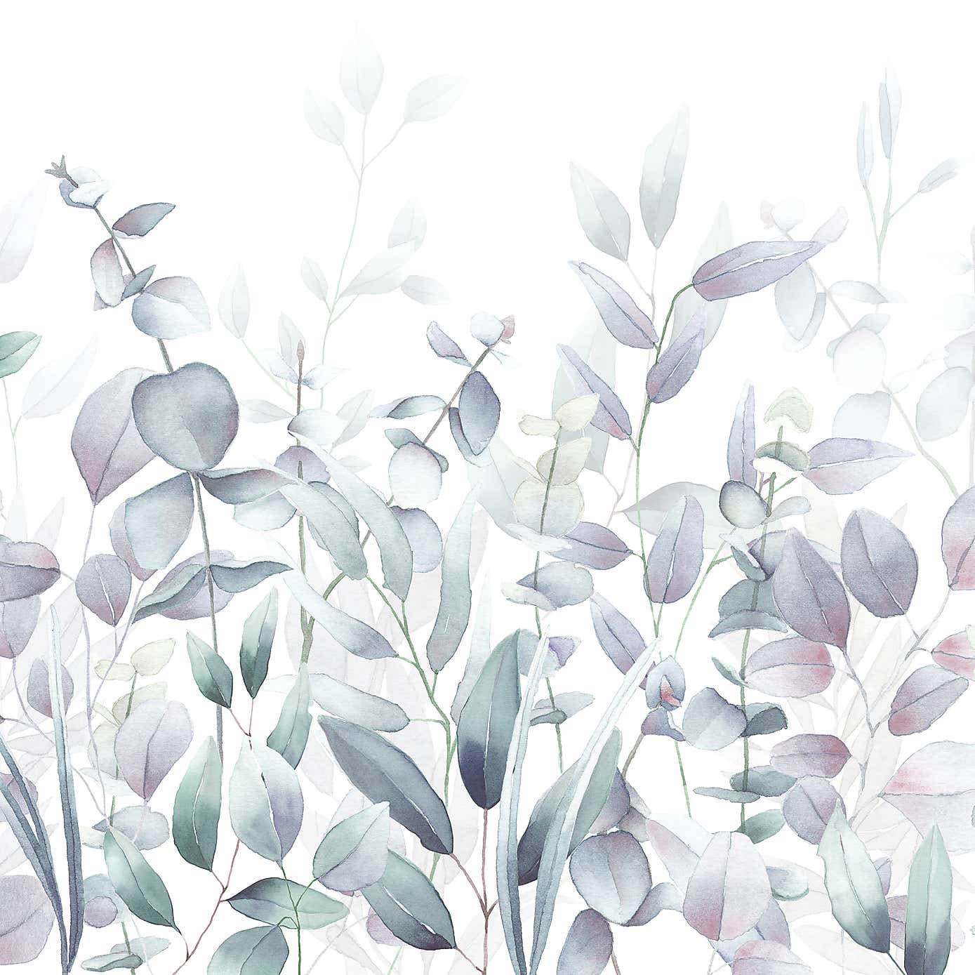 Watercolour Leaves Green Mural