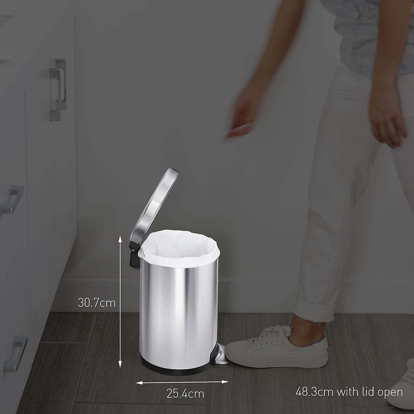 simplehuman 4.5 Litre Silver Round Pedal Bin