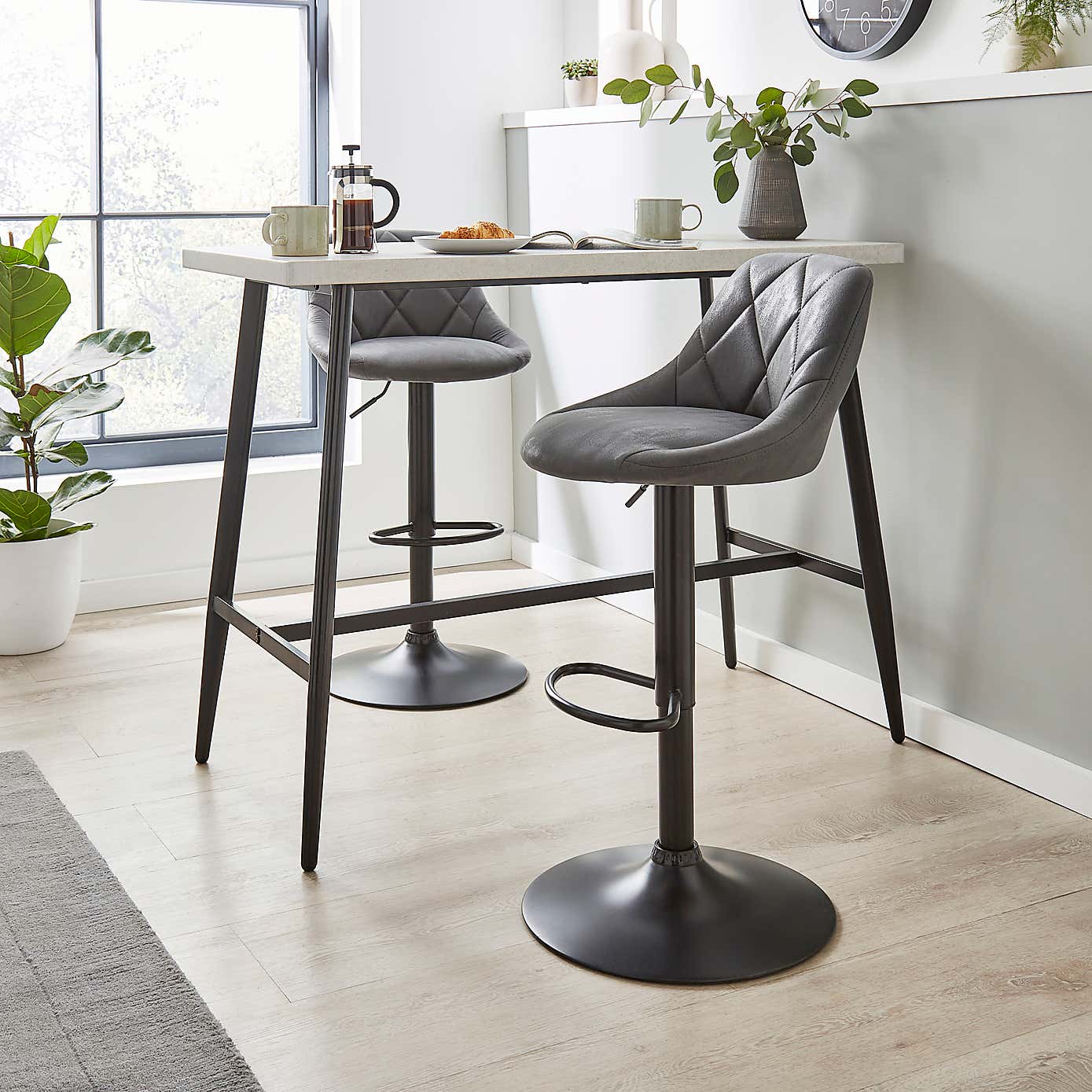Noah Faux Suede Height Adjustable Bar Stool