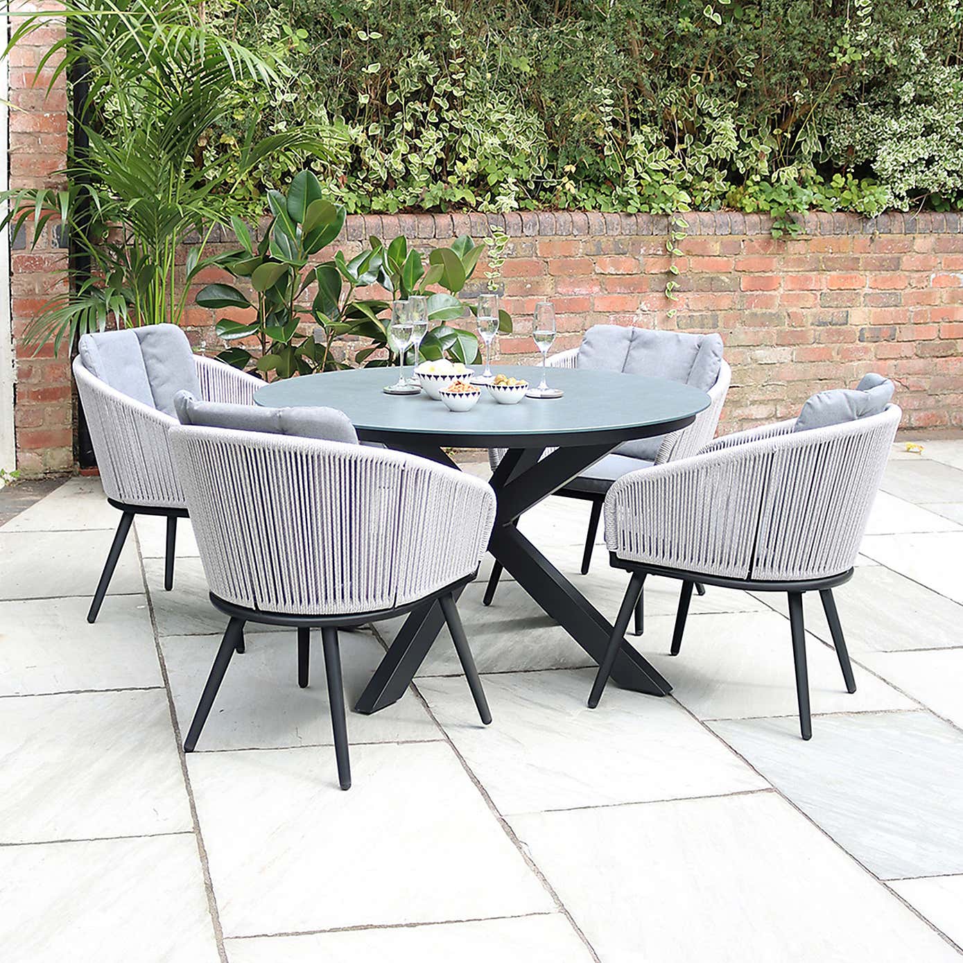 A.Mir Aspen Ceramic Top Outdoor Dining Table with 4 Chairs