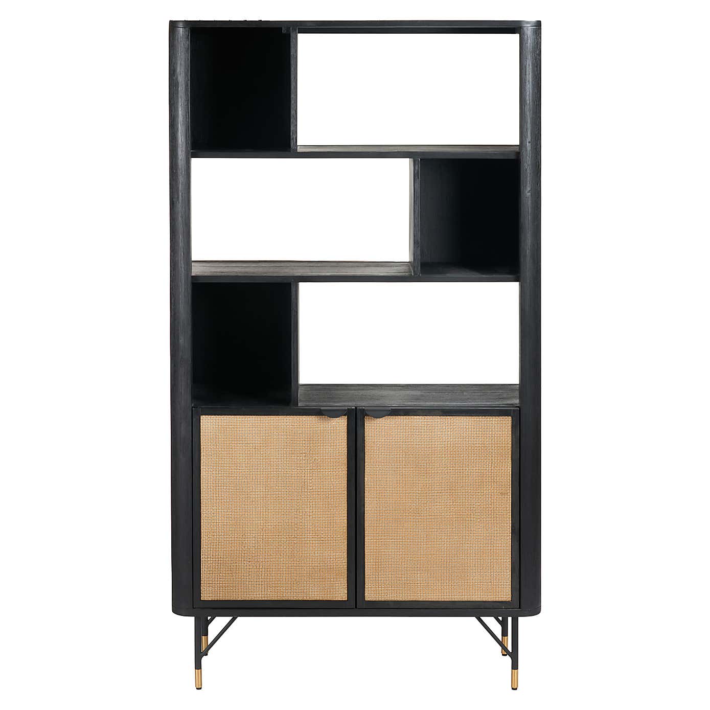 Fiji 2 Door Shelving Unit, Acacia Wood and Rattan