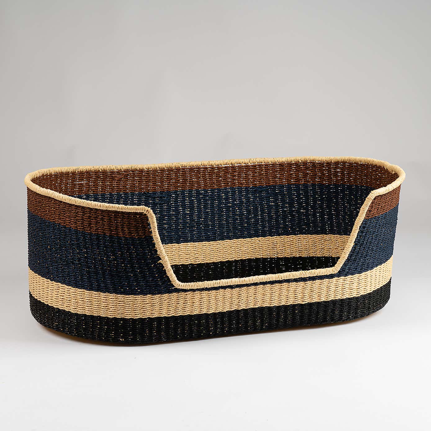 Navy and Brown Stripe Woven Pet Bed