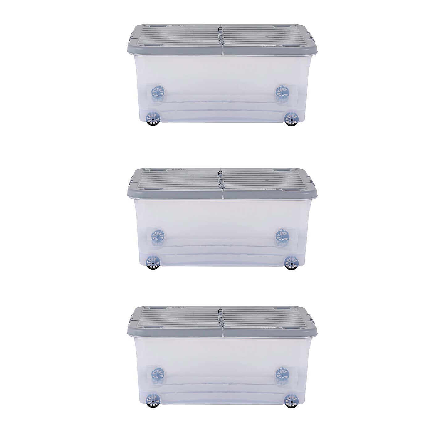 Wham Set of 3 Storage Boxes with Wheels & Lid