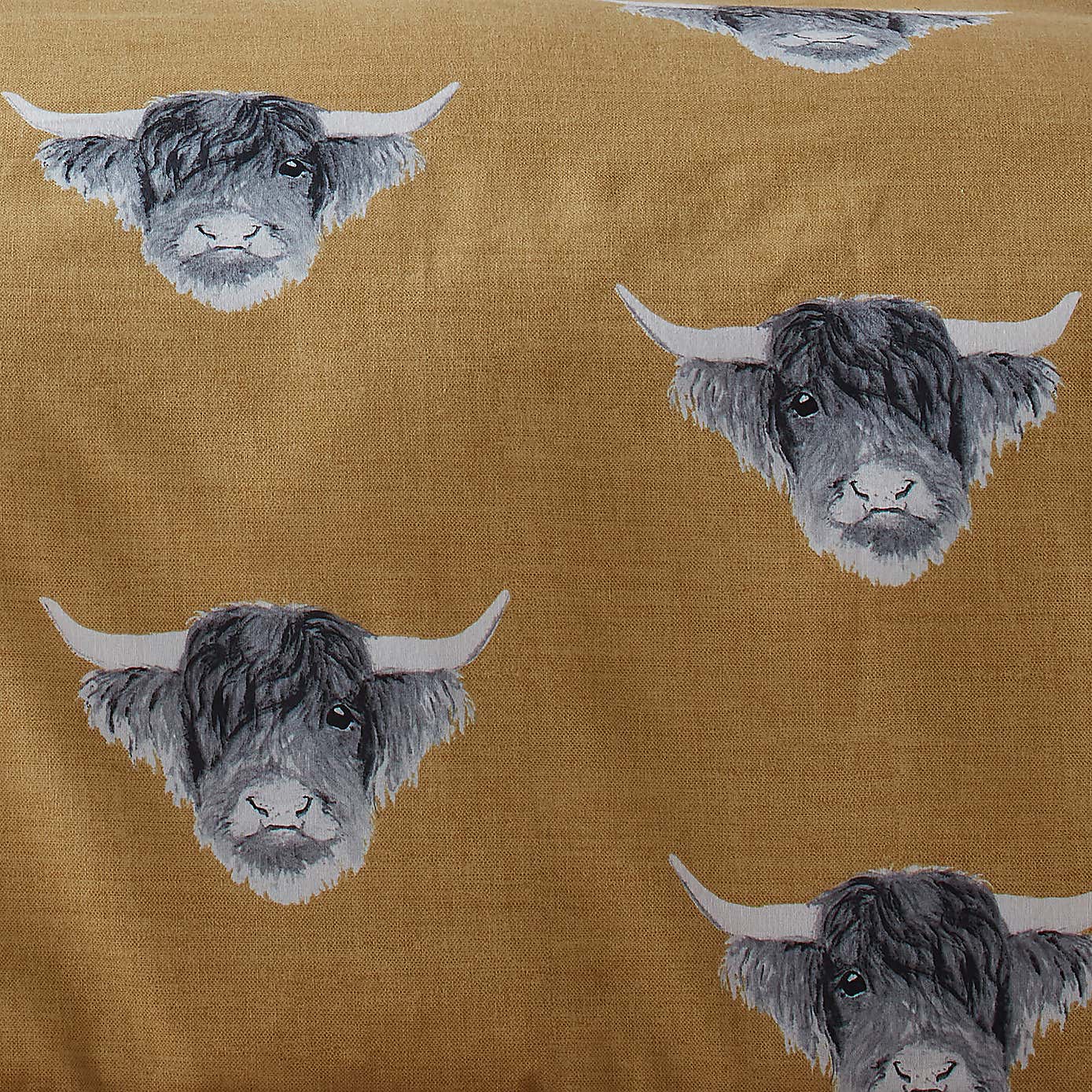 Fusion Snug Highland Cow Ochre Duvet Cover and Pillowcase Set