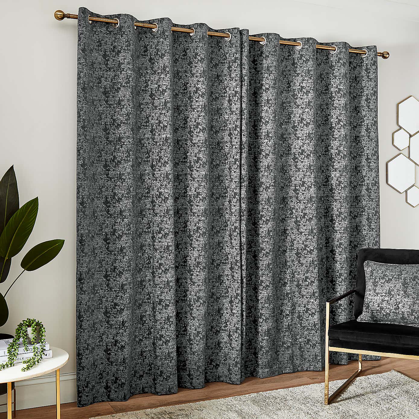 Mottled Chenille Eyelet Curtains