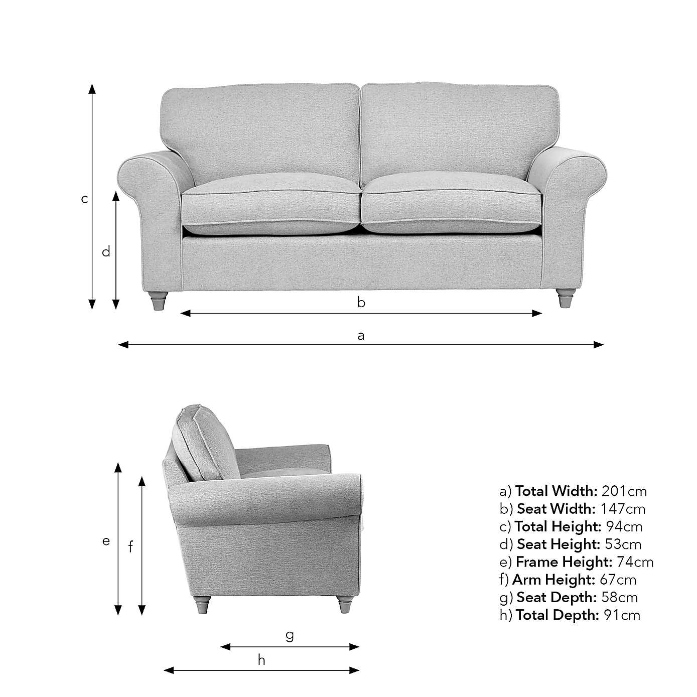 Rosa Fabric 3 Seater Sofa