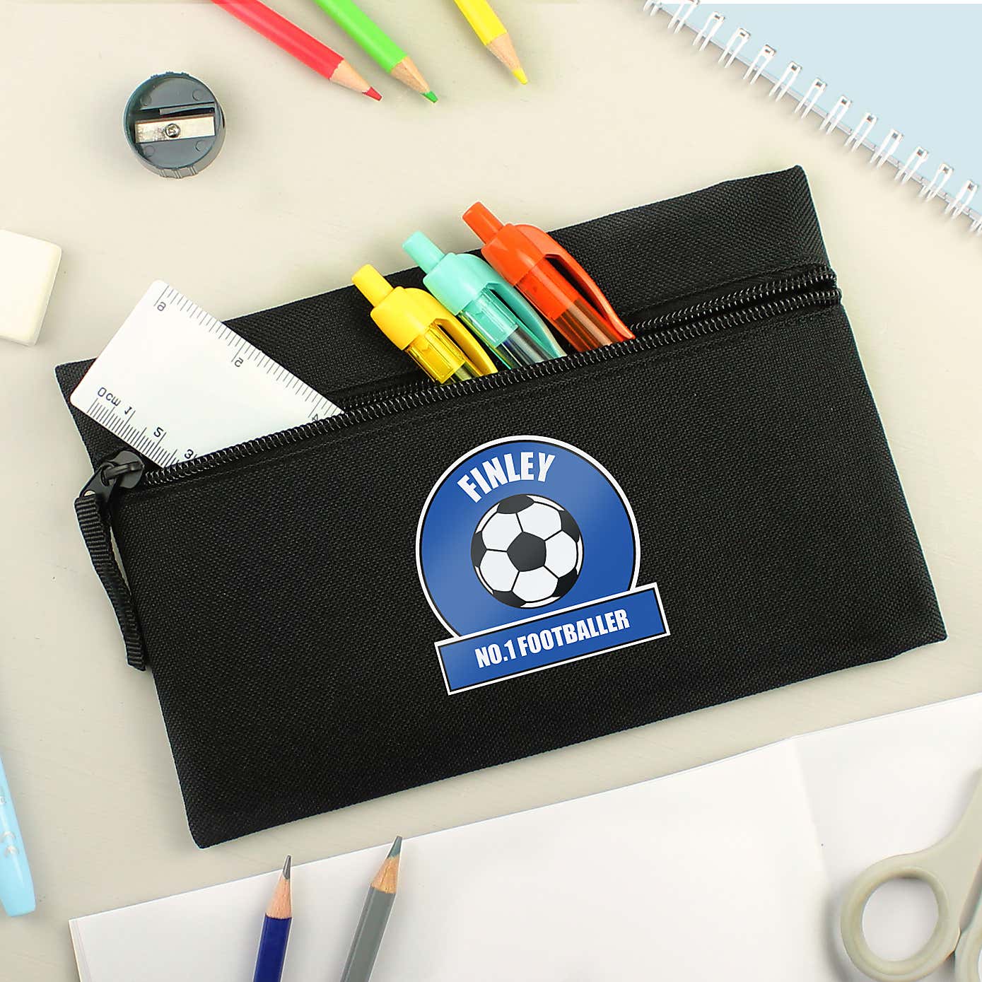 Personalised Dark Blue Football Fan Pencil case